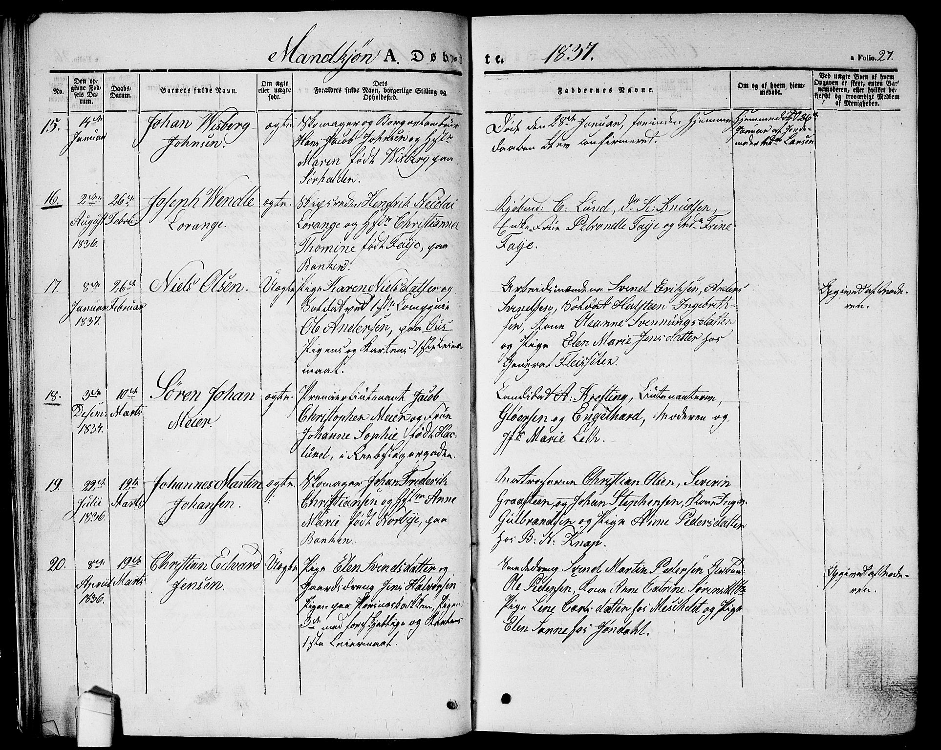 Halden prestekontor Kirkebøker, AV/SAO-A-10909/G/Ga/L0003: Parish register (copy) no. 3, 1834-1844, p. 27