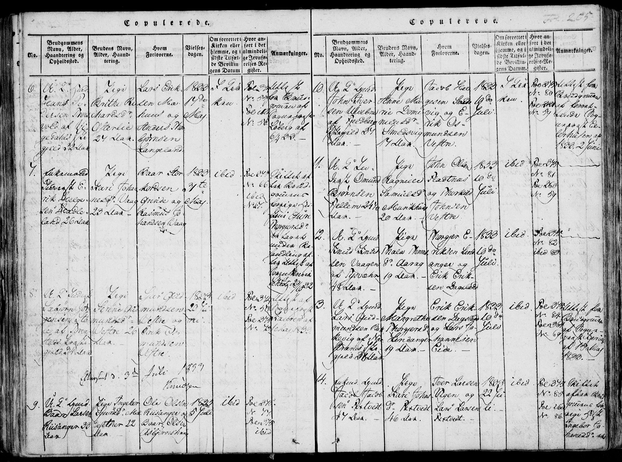 Skjold sokneprestkontor, AV/SAST-A-101847/H/Ha/Haa/L0003: Parish register (official) no. A 3, 1815-1835, p. 205