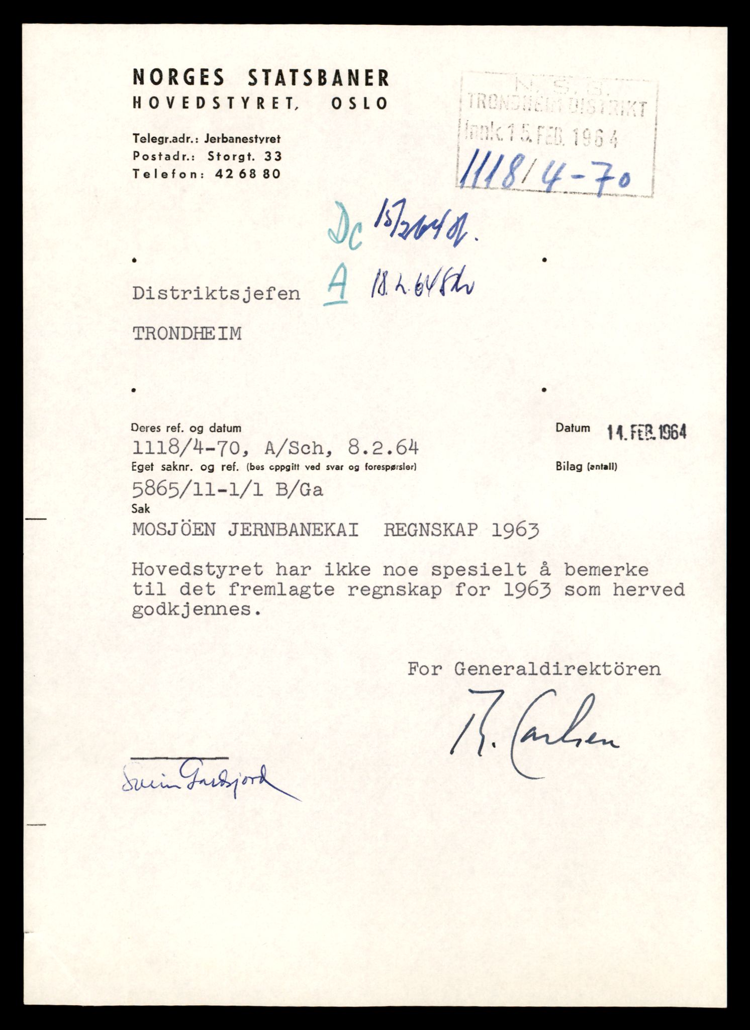 Norges statsbaner (NSB) - Trondheim distrikt, AV/SAT-A-6436/0002/Dd/L0817: --, 1953-1980, p. 475