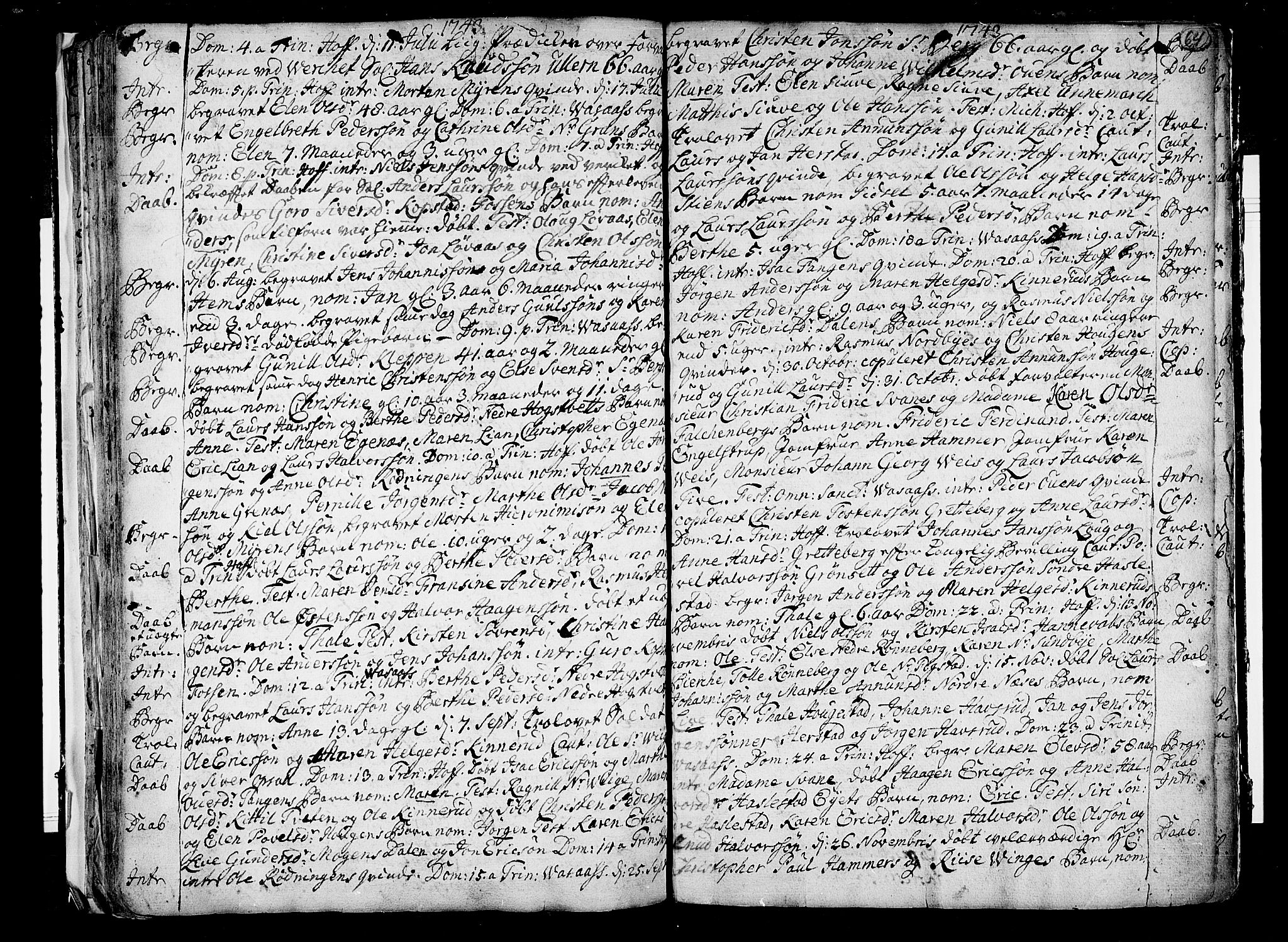 Hof kirkebøker, SAKO/A-64/F/Fa/L0001: Parish register (official) no. I 1, 1704-1745, p. 64
