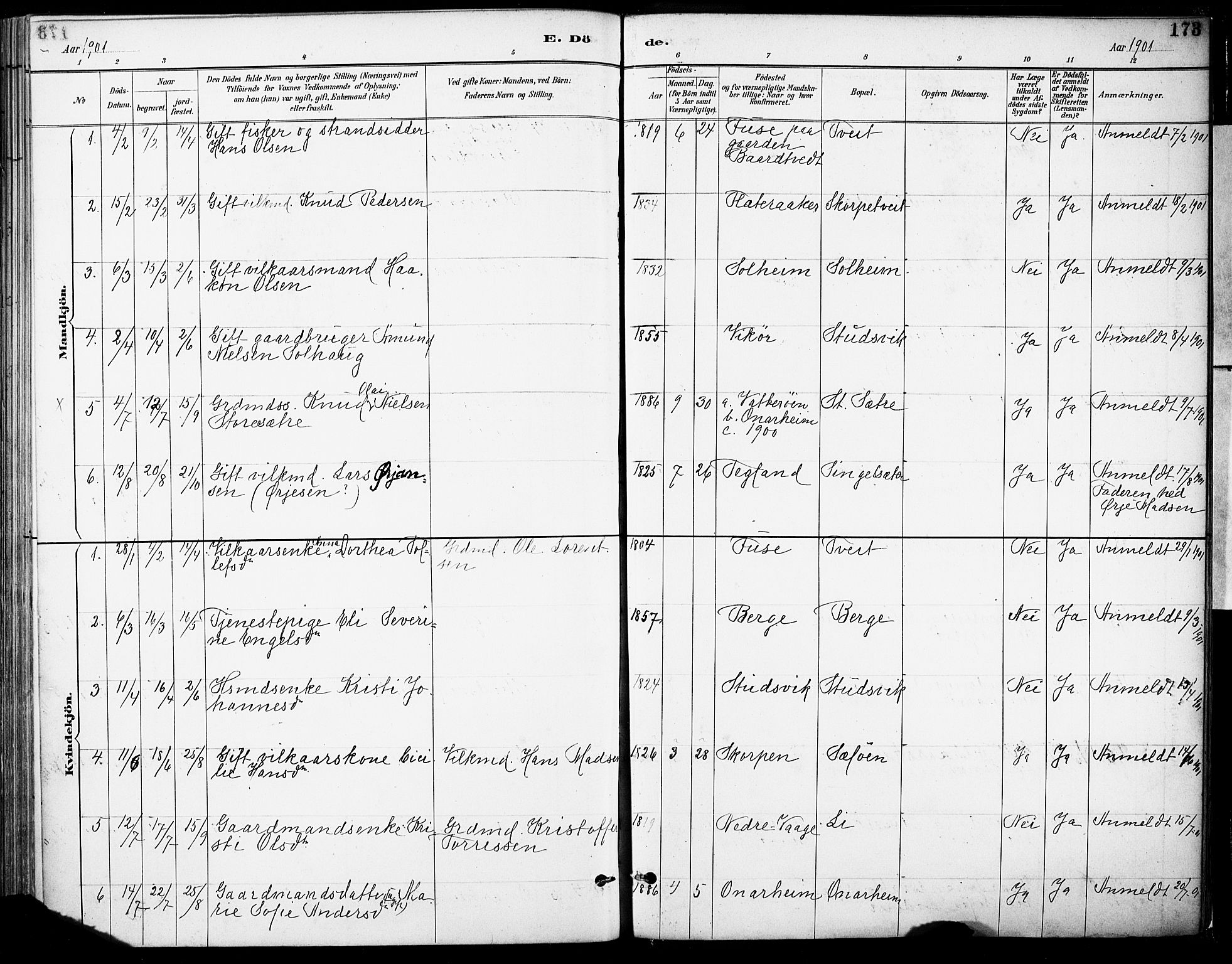 Tysnes sokneprestembete, SAB/A-78601/H/Haa: Parish register (official) no. C 1, 1887-1912, p. 173