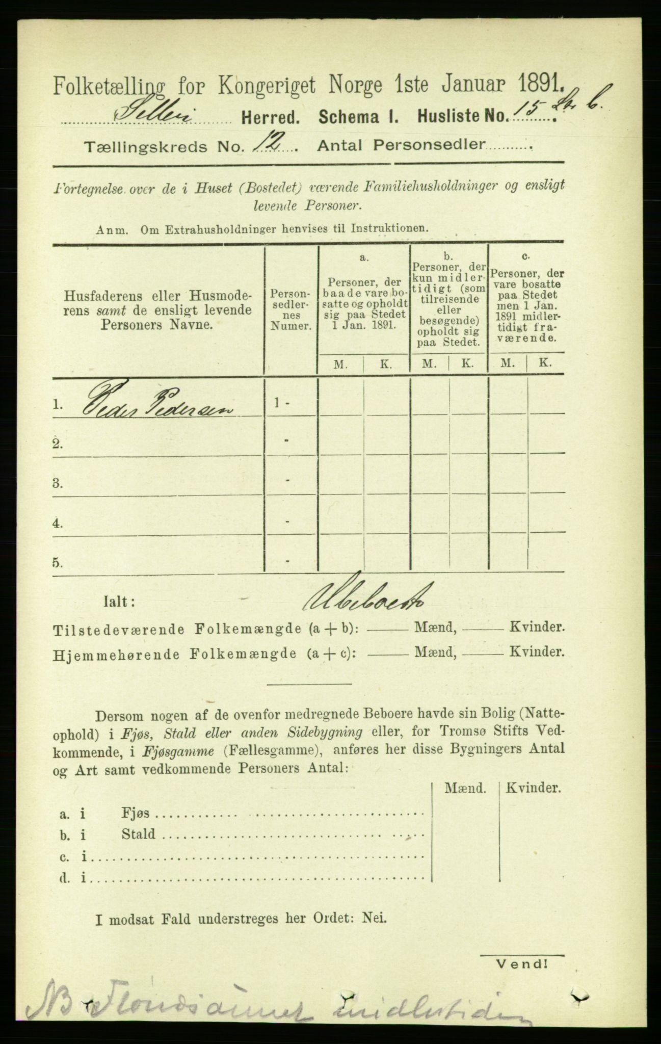 RA, 1891 census for 1664 Selbu, 1891, p. 4386