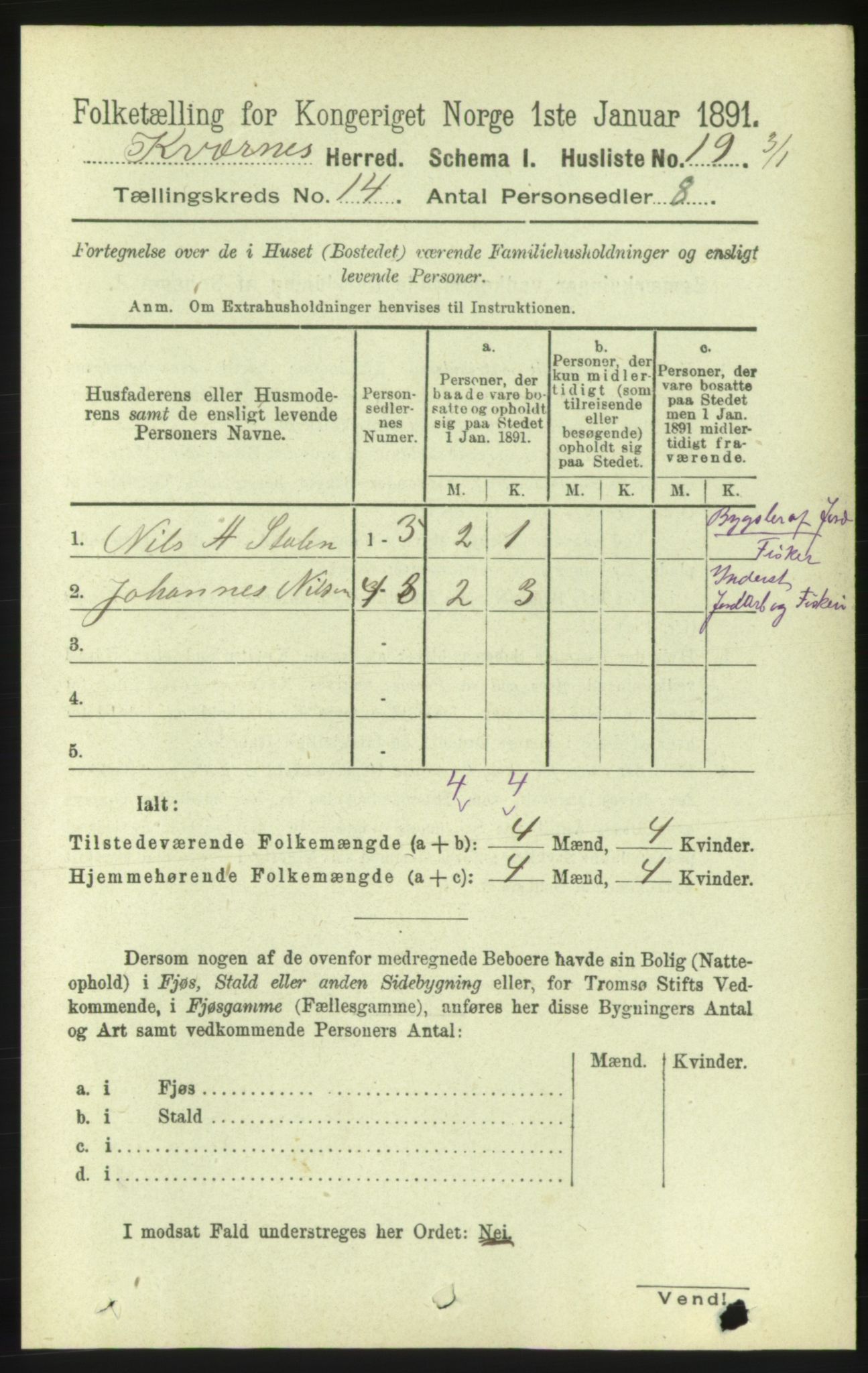 RA, 1891 census for 1553 Kvernes, 1891, p. 5710