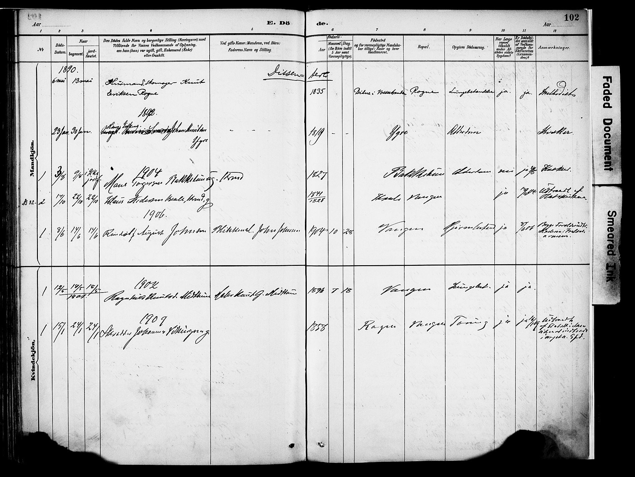 Voss sokneprestembete, SAB/A-79001/H/Haa: Parish register (official) no. A 22, 1887-1909, p. 102