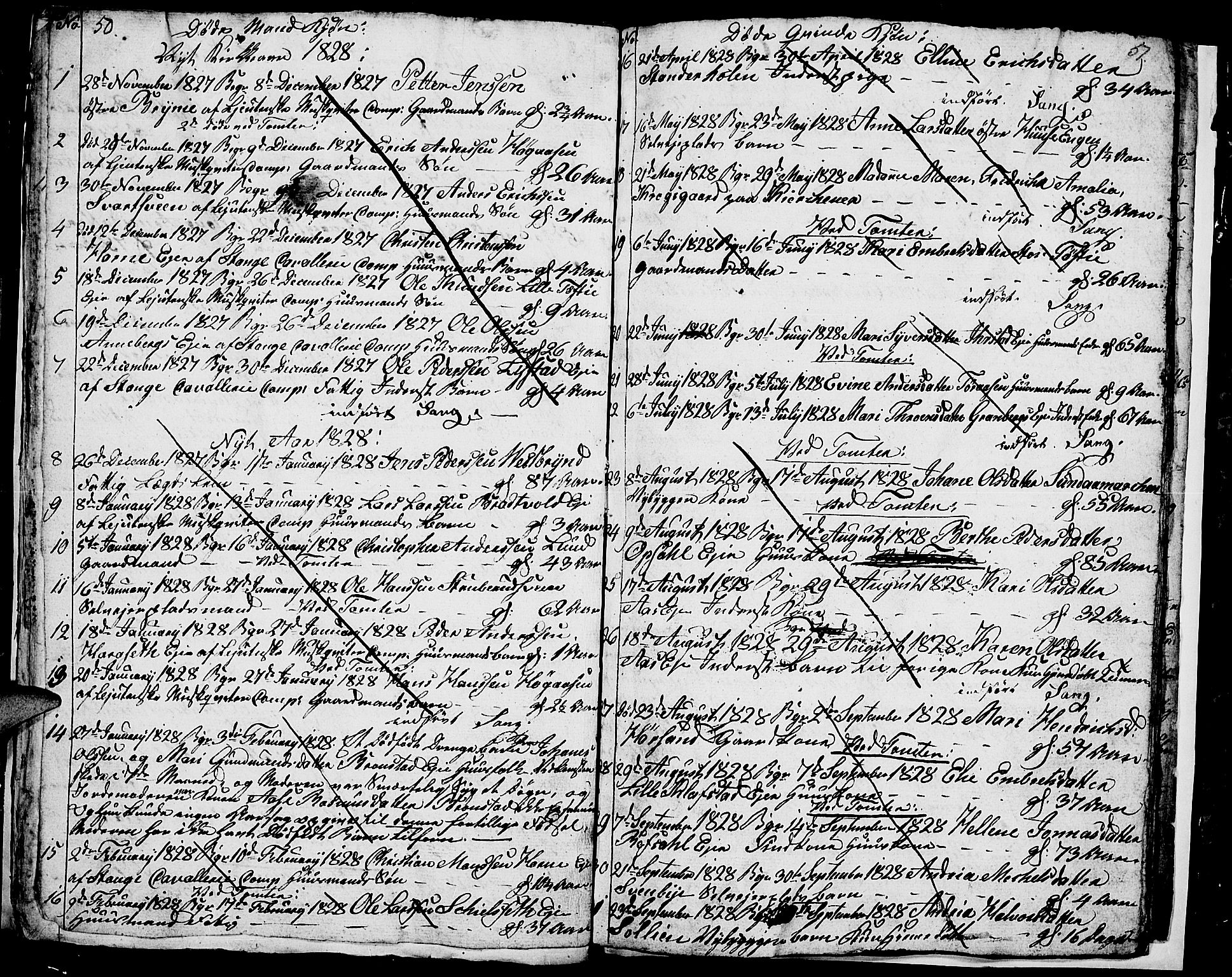 Romedal prestekontor, SAH/PREST-004/L/L0006: Parish register (copy) no. 6, 1828-1830, p. 50-51
