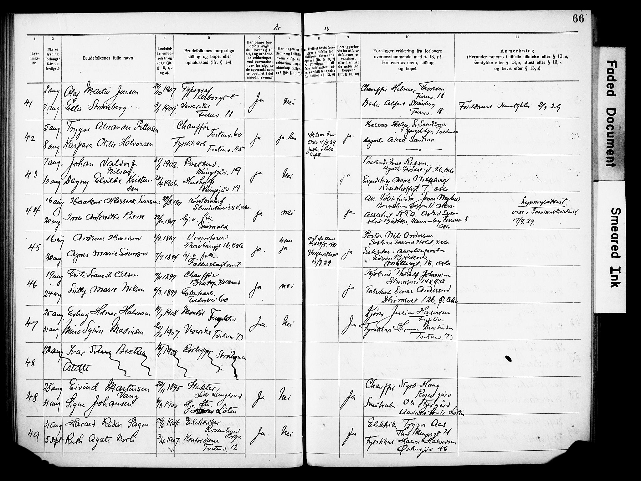 Østre Aker prestekontor Kirkebøker, AV/SAO-A-10840/H/Ha/L0007: Banns register no. I 7, 1919-1933, p. 66