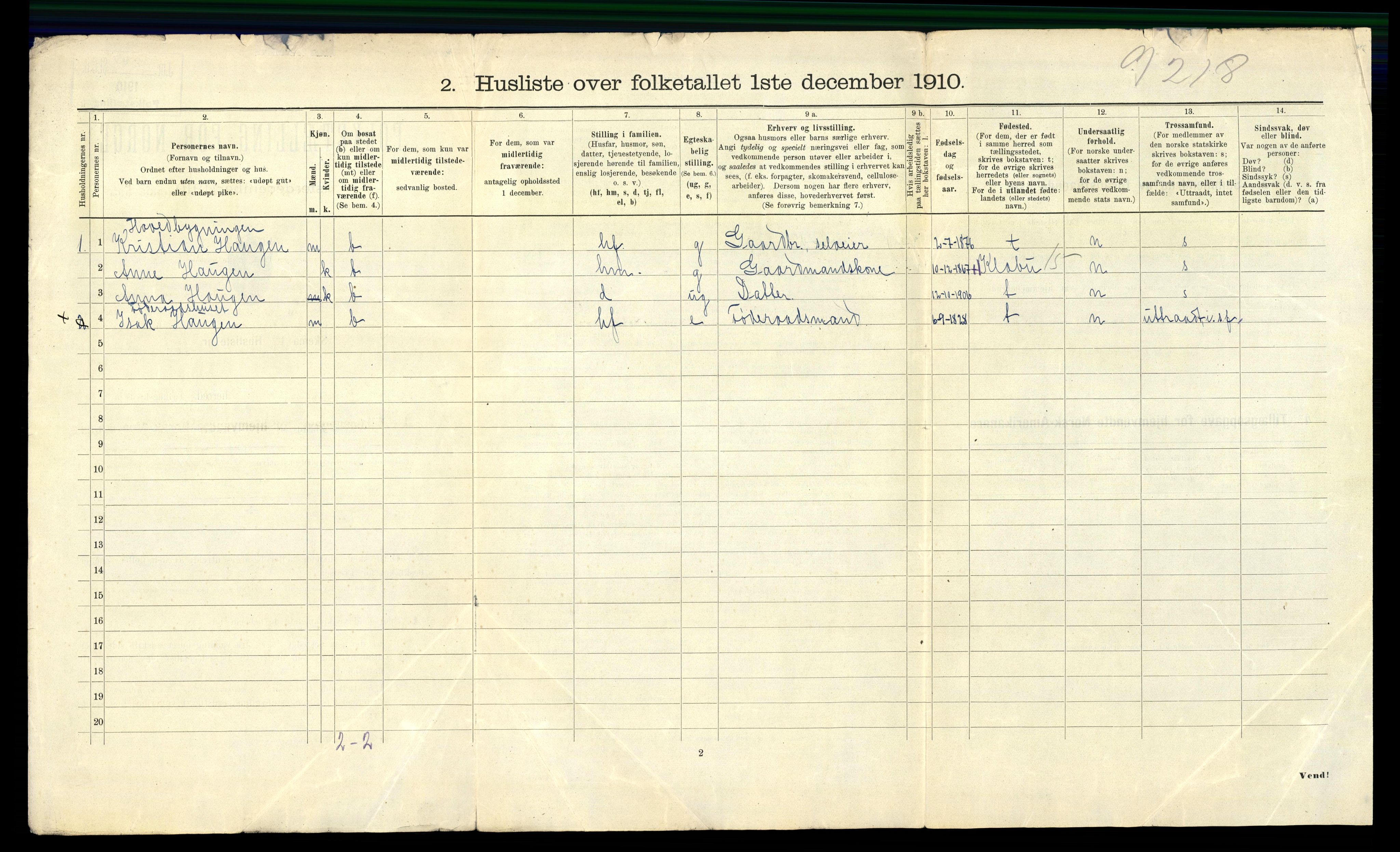 RA, 1910 census for Tiller, 1910, p. 19