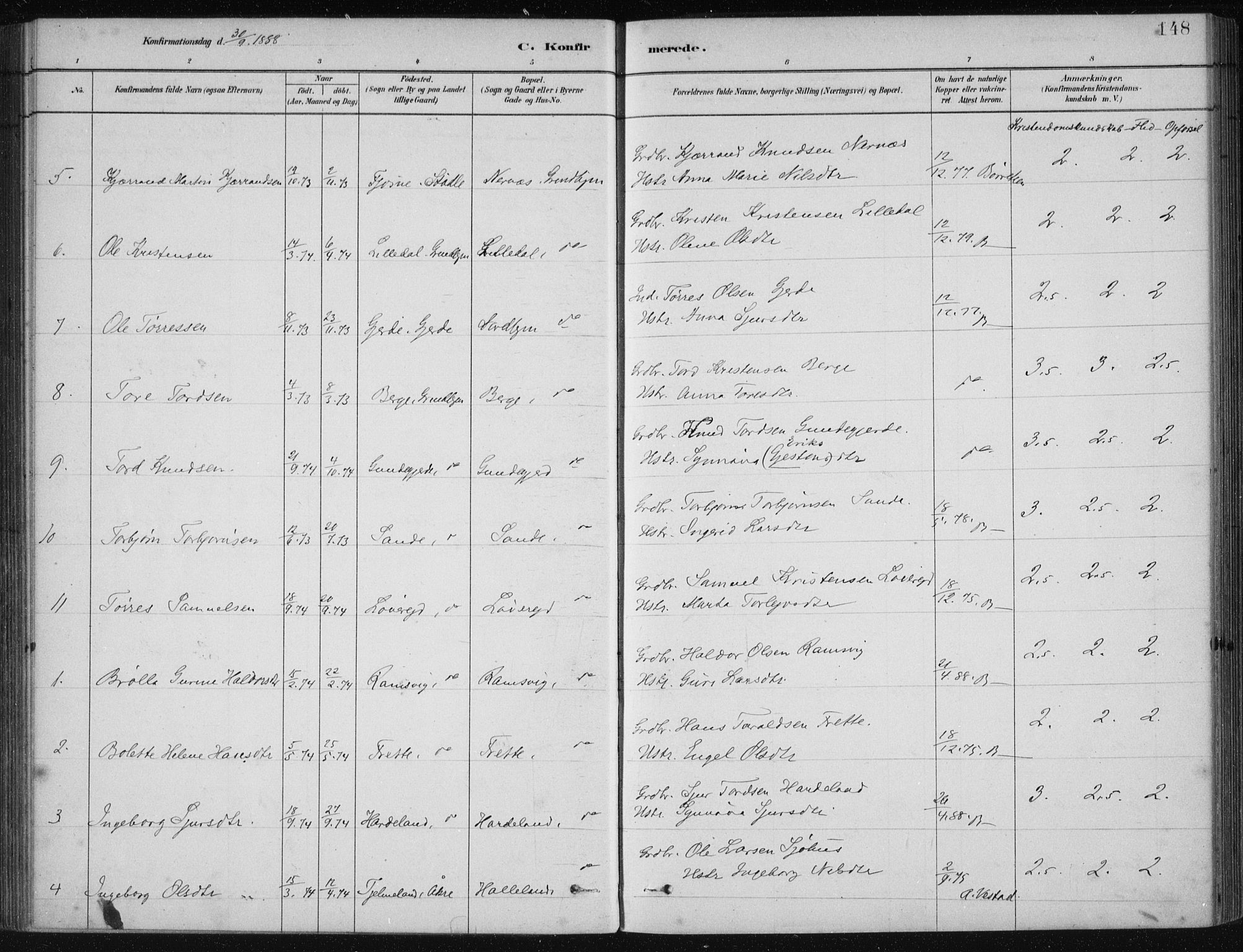 Etne sokneprestembete, AV/SAB-A-75001/H/Haa: Parish register (official) no. D  1, 1879-1919, p. 148