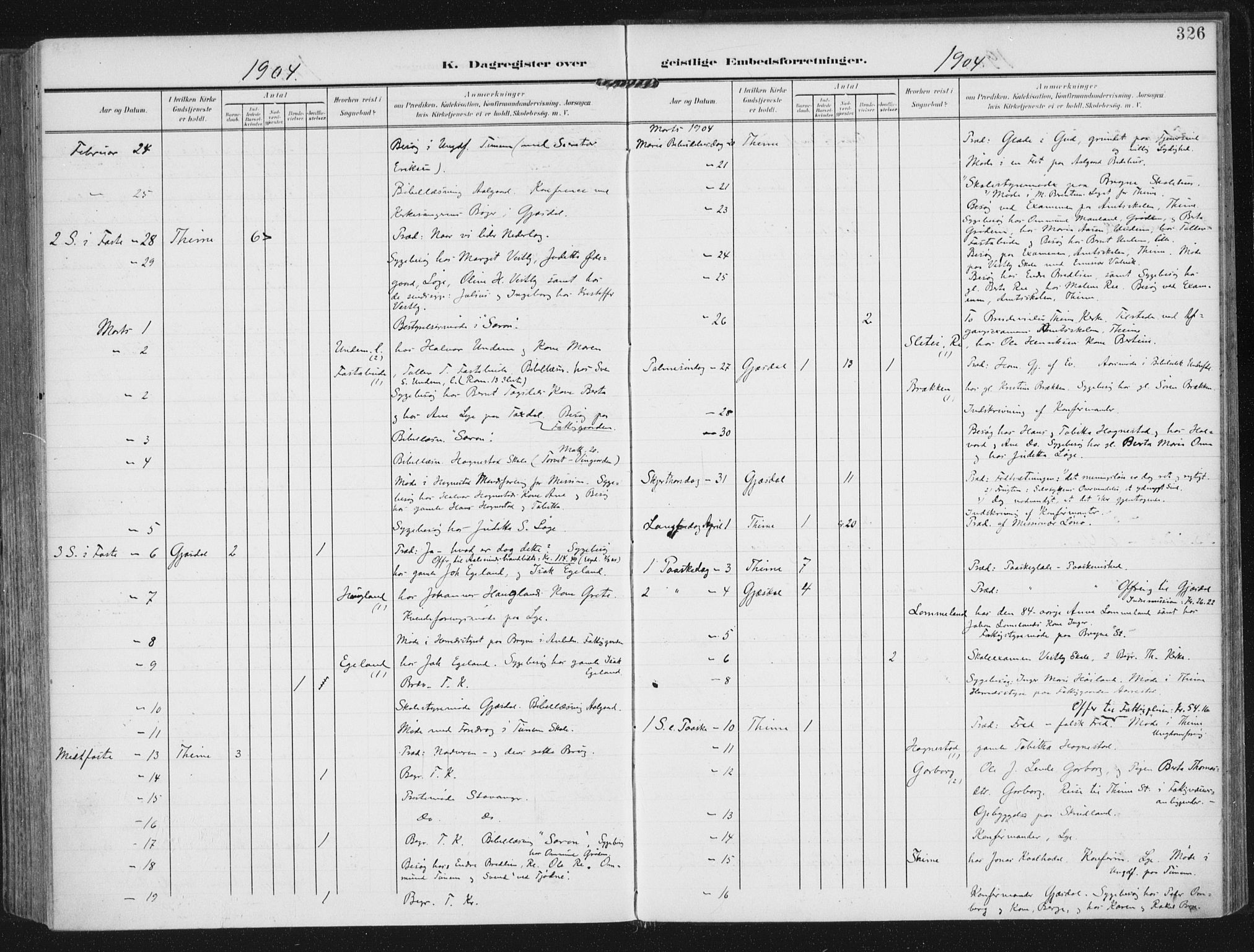 Lye sokneprestkontor, AV/SAST-A-101794/002/A/L0001: Parish register (official) no. A 12, 1904-1920, p. 326