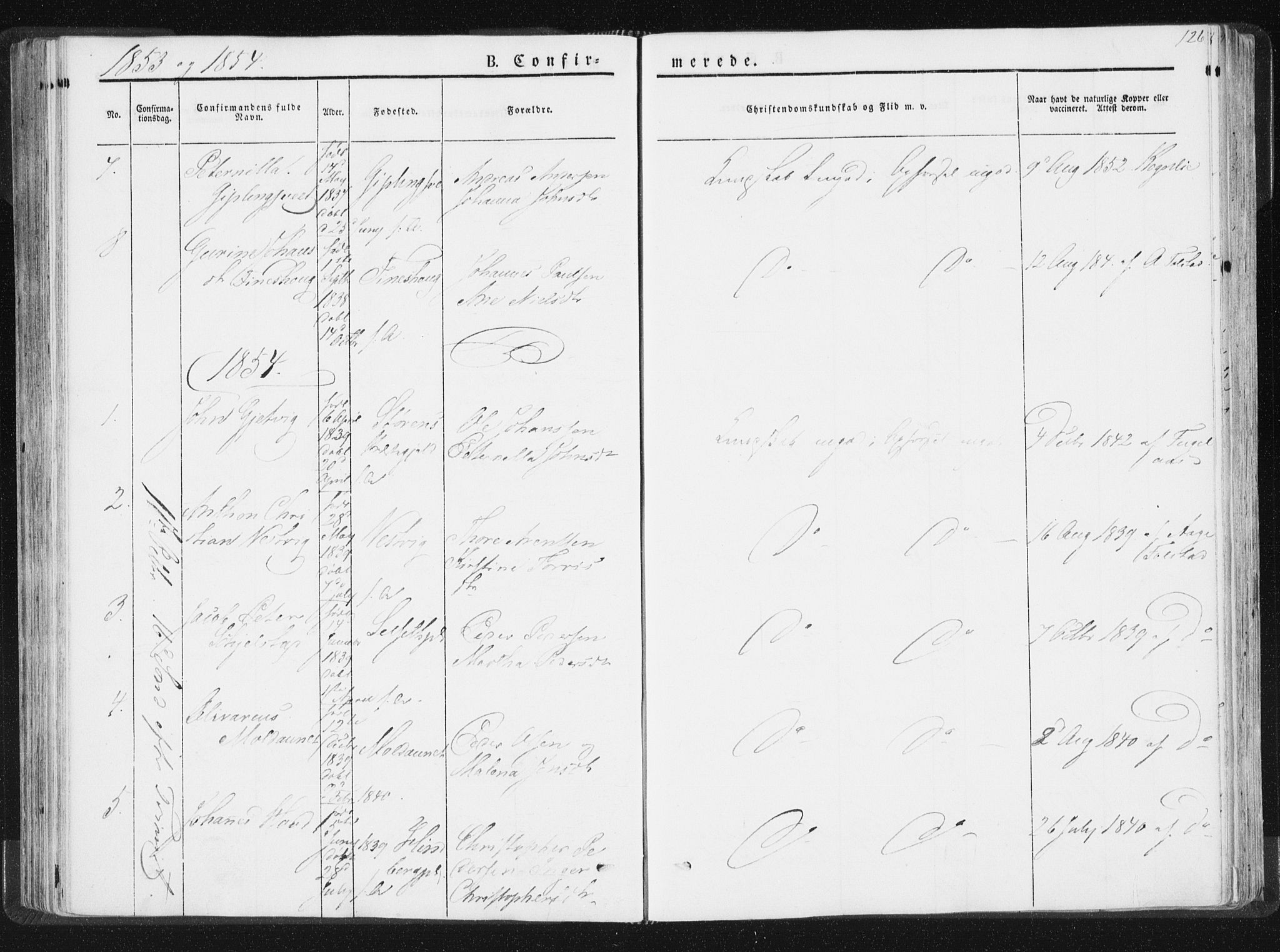 Ministerialprotokoller, klokkerbøker og fødselsregistre - Nord-Trøndelag, SAT/A-1458/744/L0418: Parish register (official) no. 744A02, 1843-1866, p. 126