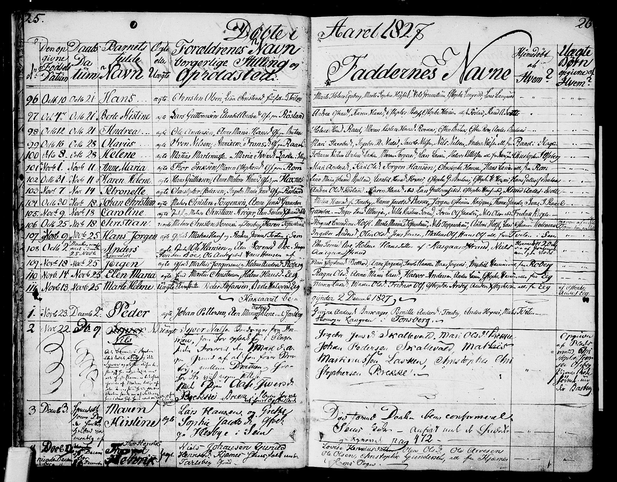 Sem kirkebøker, SAKO/A-5/F/Fa/L0005: Parish register (official) no. I 5, 1825-1842, p. 25-26