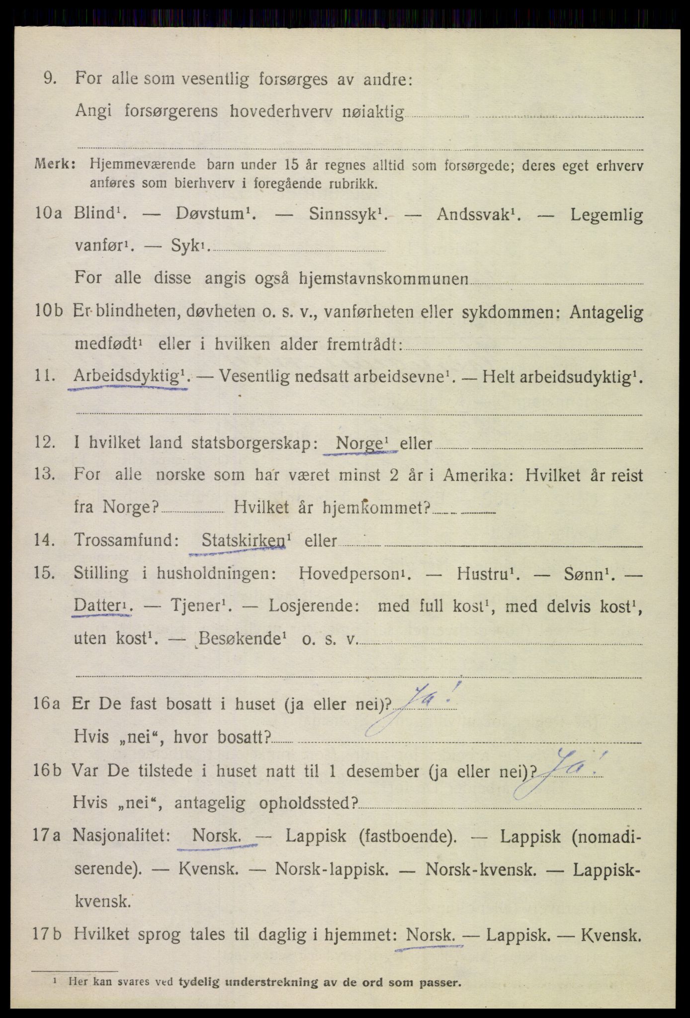 SAT, 1920 census for Hamarøy, 1920, p. 4191