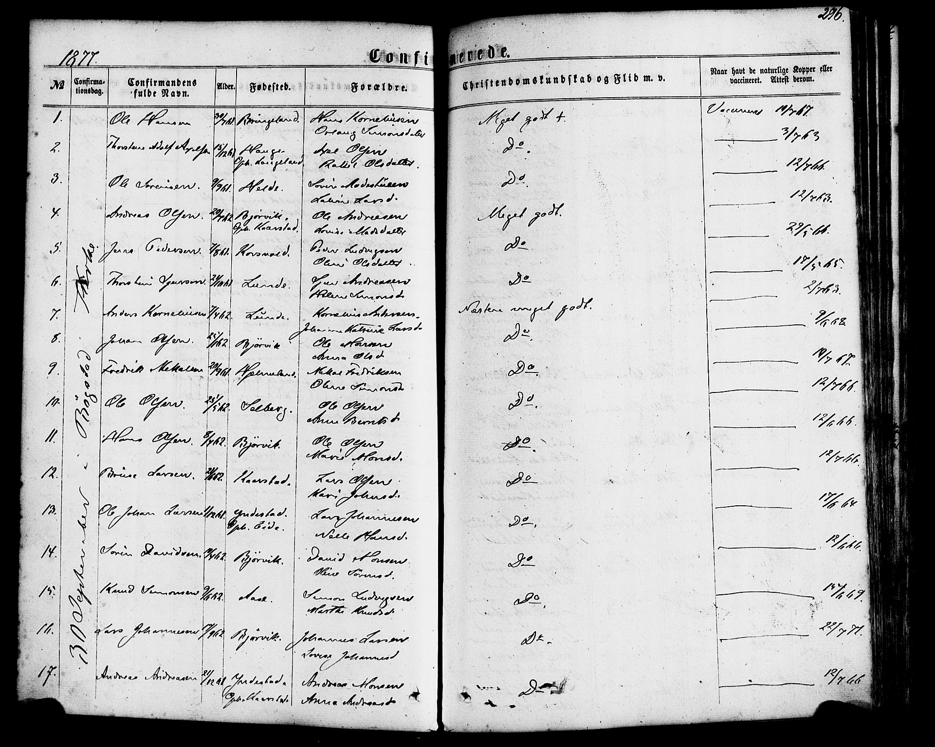 Gaular sokneprestembete, SAB/A-80001/H/Haa: Parish register (official) no. A 5, 1860-1881, p. 296