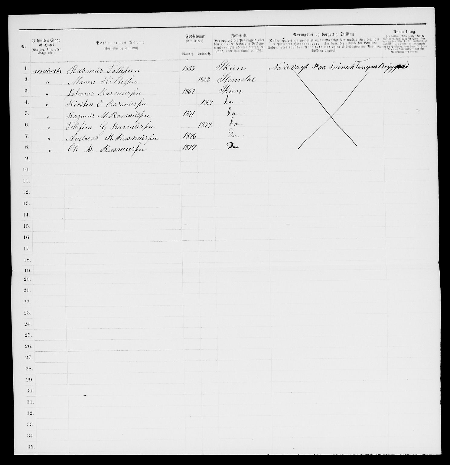 SAKO, 1885 census for 0806 Skien, 1885, p. 77