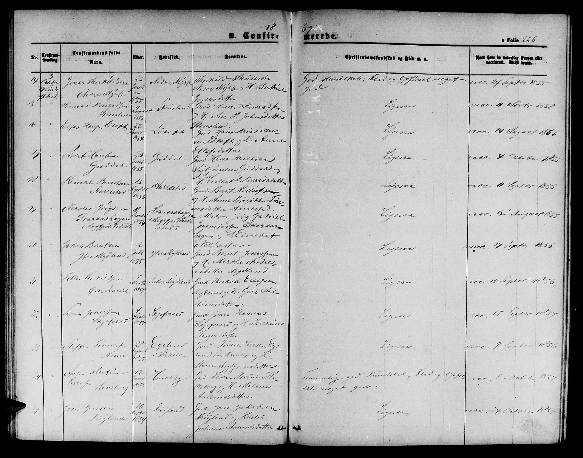 Sokndal sokneprestkontor, AV/SAST-A-101808: Parish register (copy) no. B 3, 1865-1879, p. 226