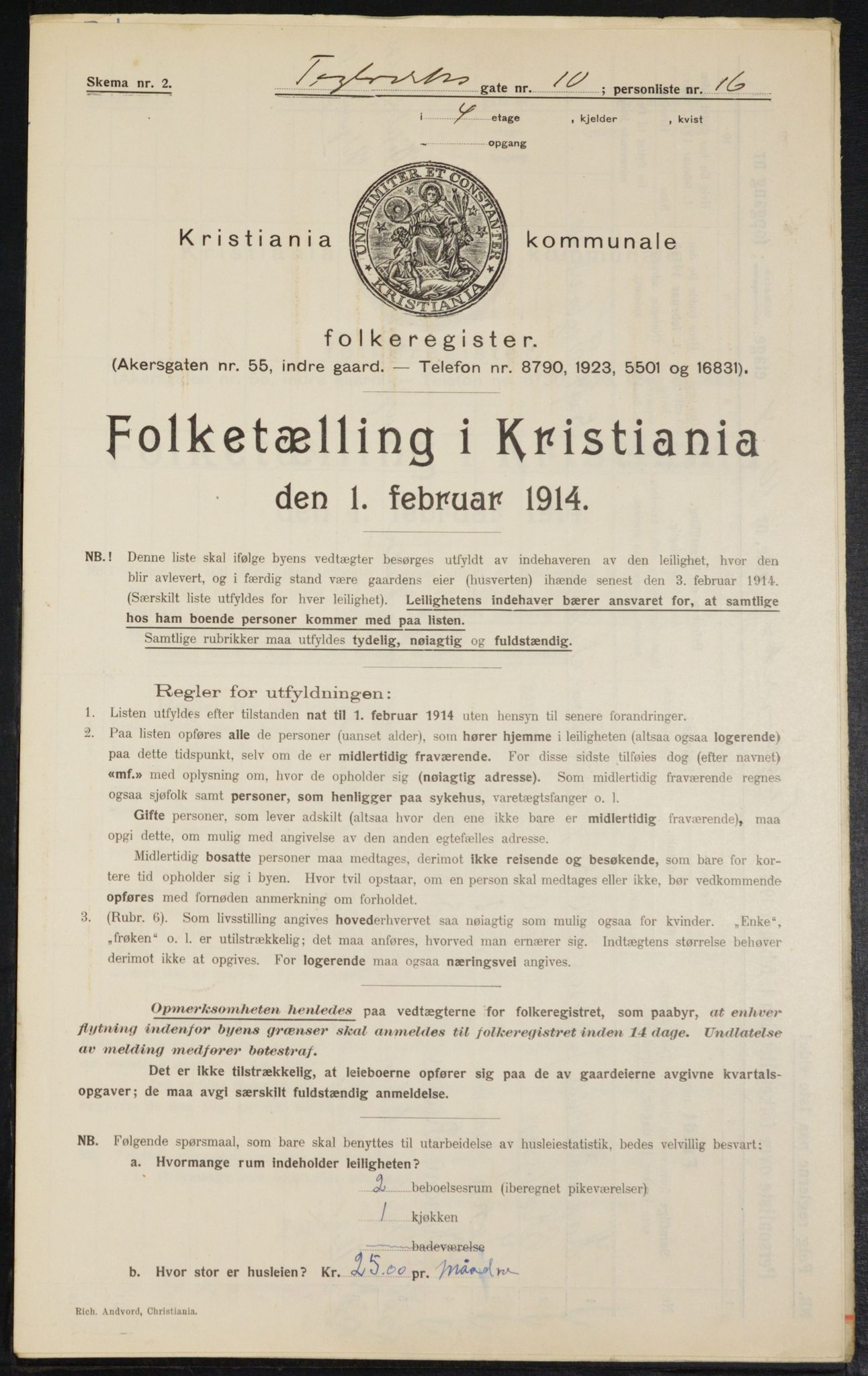 OBA, Municipal Census 1914 for Kristiania, 1914, p. 108412