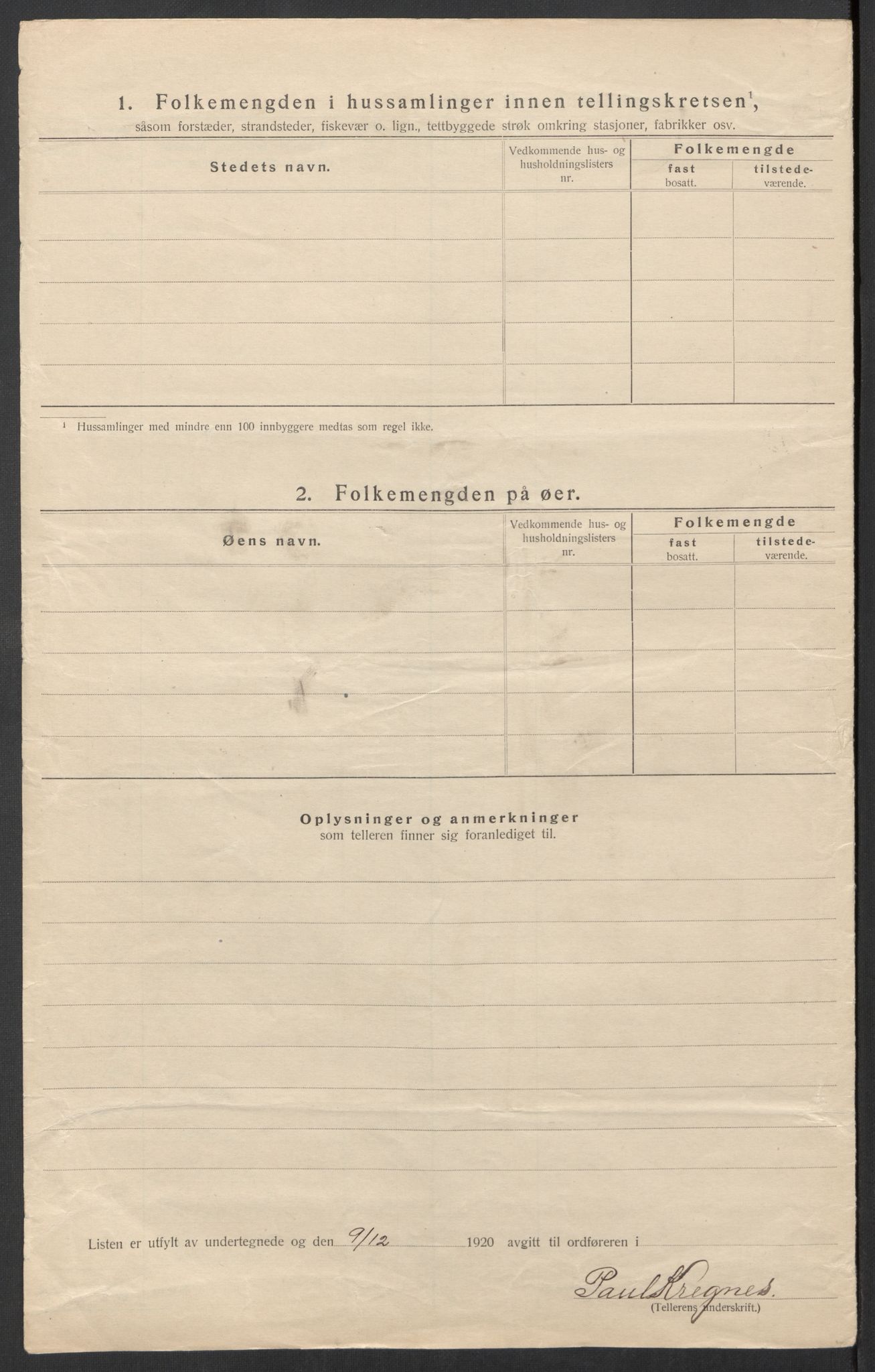 SAT, 1920 census for Ålen, 1920, p. 8