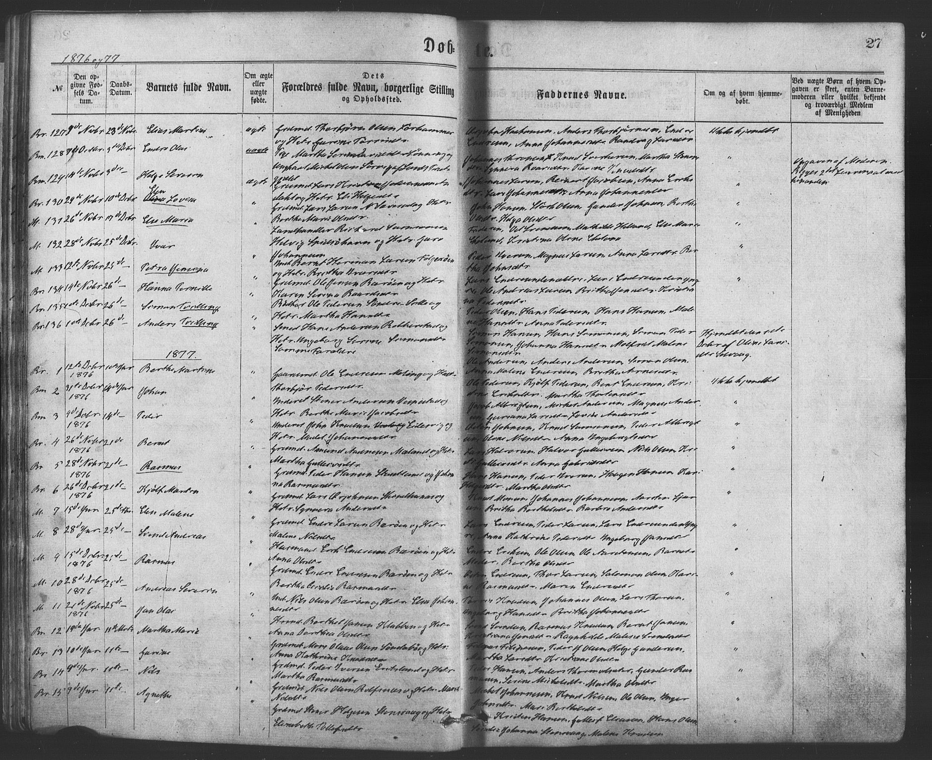 Finnås sokneprestembete, SAB/A-99925/H/Ha/Haa/Haaa/L0009: Parish register (official) no. A 9, 1873-1881, p. 27