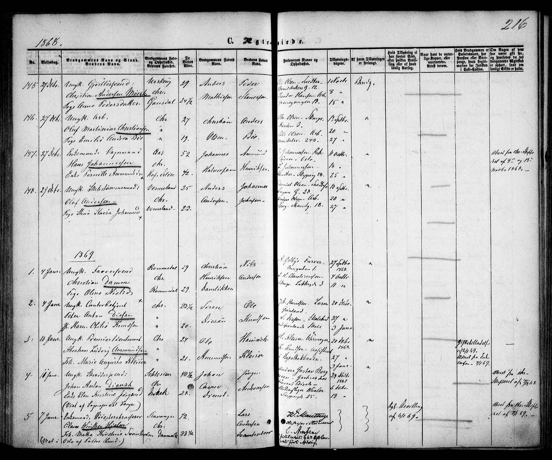 Trefoldighet prestekontor Kirkebøker, AV/SAO-A-10882/F/Fc/L0001: Parish register (official) no. III 1, 1858-1874, p. 216