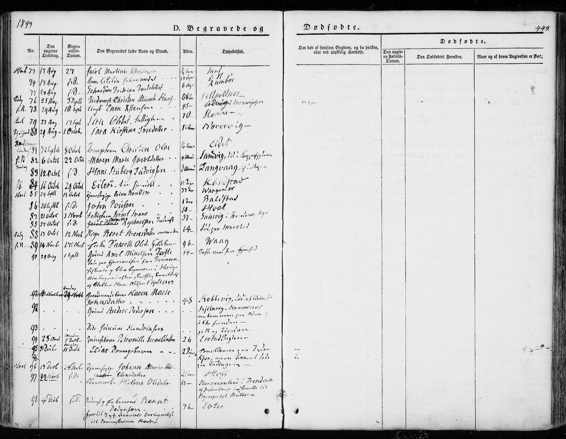 Ministerialprotokoller, klokkerbøker og fødselsregistre - Nordland, SAT/A-1459/872/L1033: Parish register (official) no. 872A08, 1840-1863, p. 449