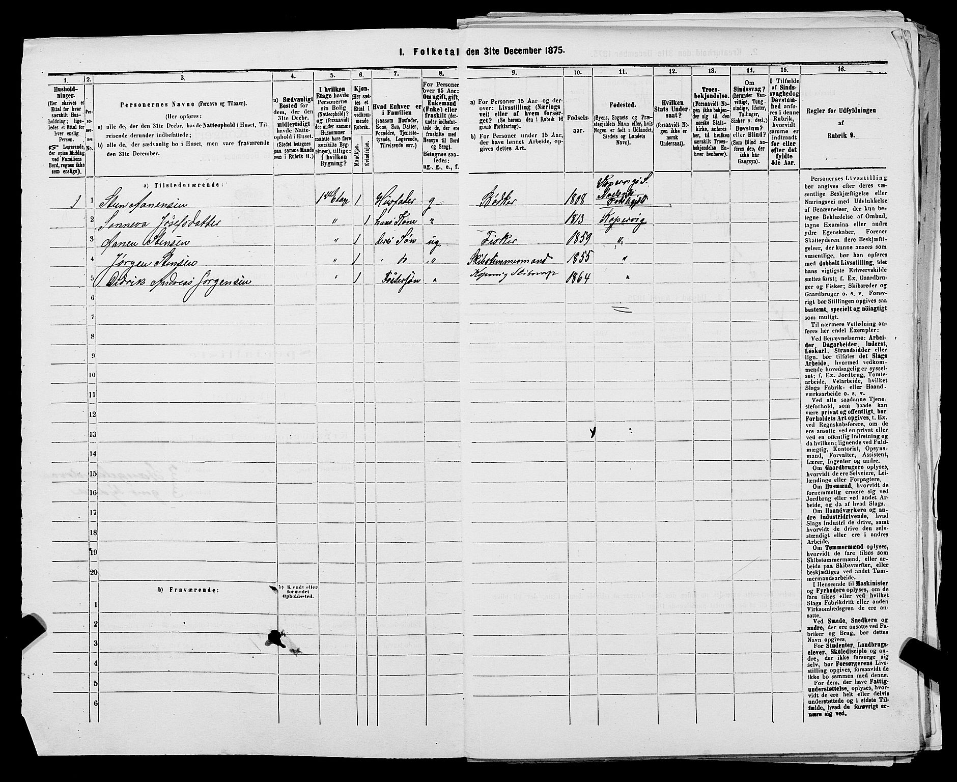 SAST, 1875 census for 1105B Avaldsnes/Kopervik, 1875, p. 3