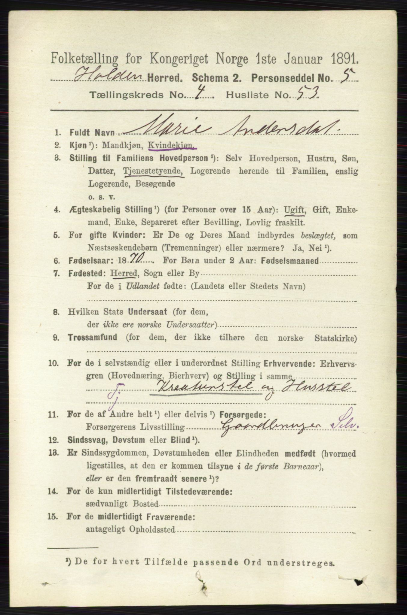 RA, 1891 census for 0819 Holla, 1891, p. 2579