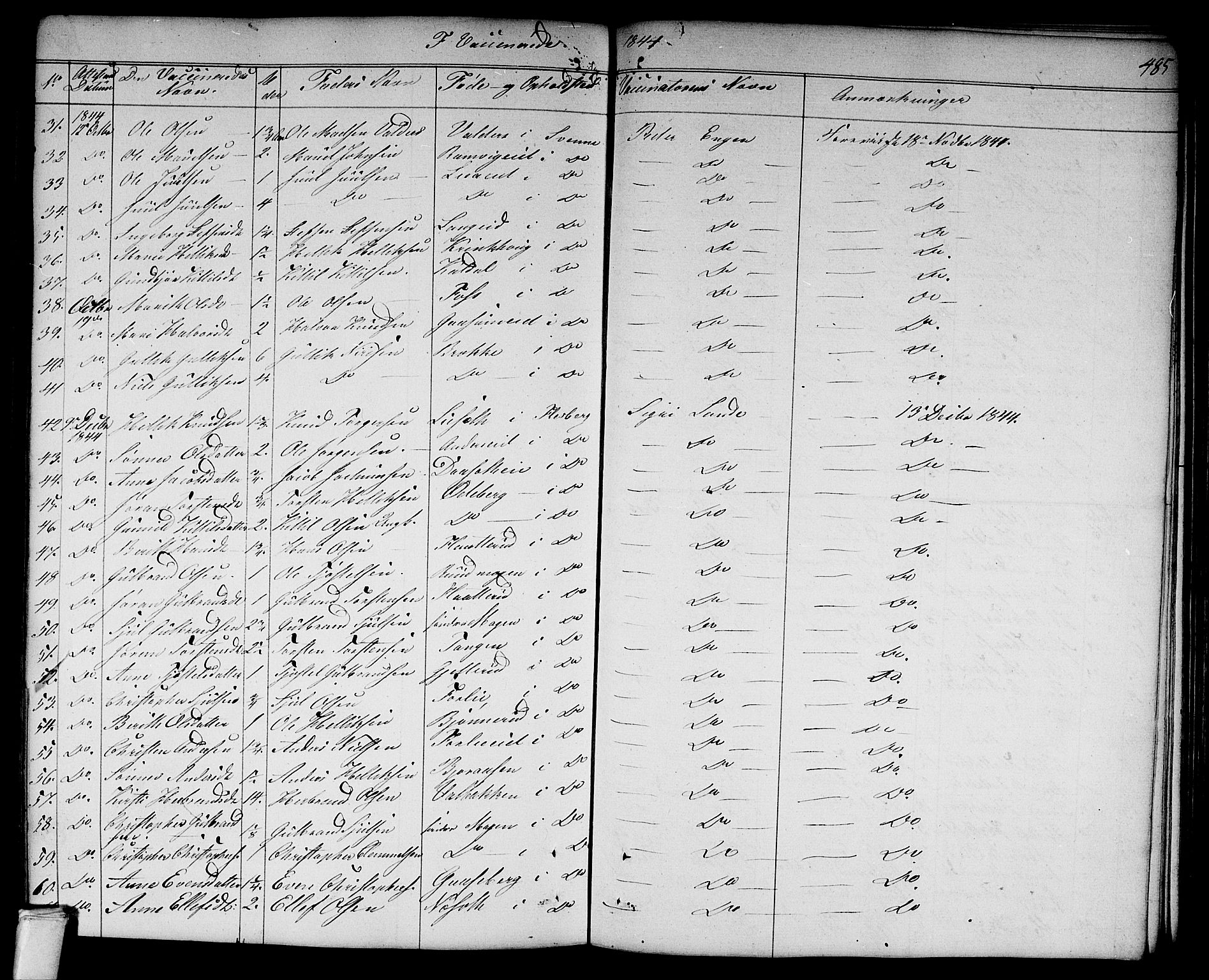 Flesberg kirkebøker, AV/SAKO-A-18/G/Ga/L0002: Parish register (copy) no. I 2, 1834-1860, p. 485