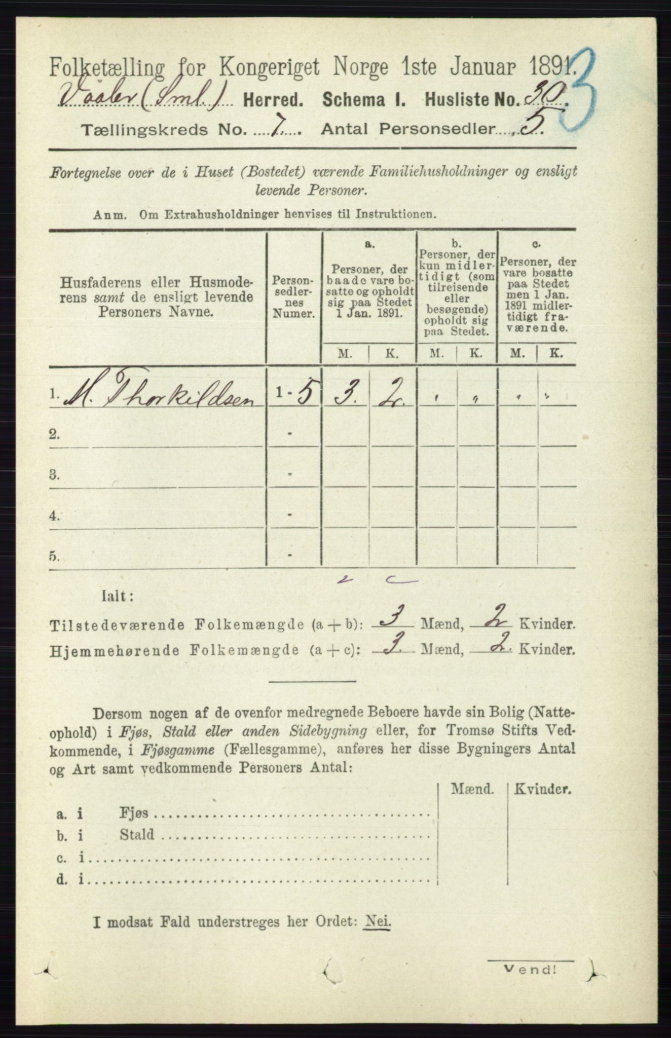 RA, 1891 census for 0137 Våler, 1891, p. 2828
