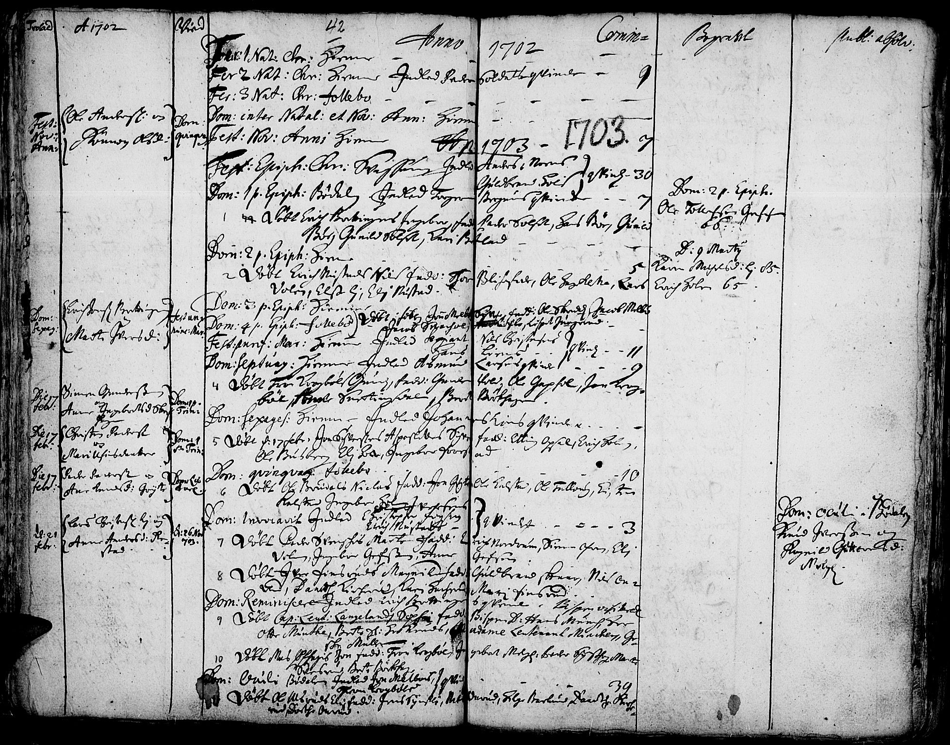 Gausdal prestekontor, AV/SAH-PREST-090/H/Ha/Haa/L0001: Parish register (official) no. 1, 1693-1728, p. 42