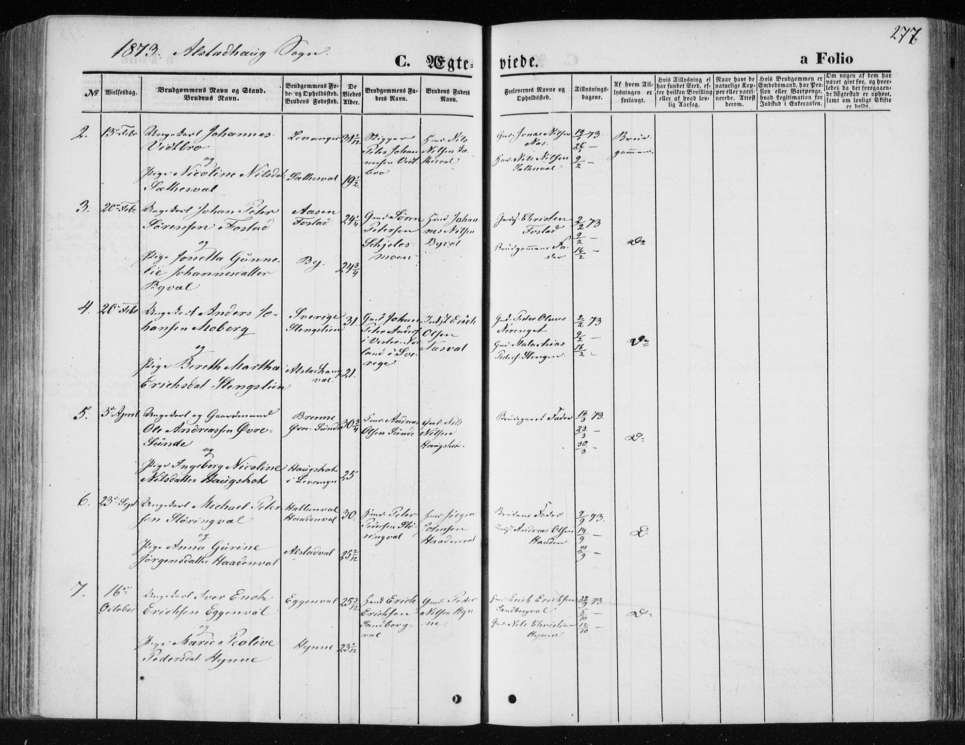 Ministerialprotokoller, klokkerbøker og fødselsregistre - Nord-Trøndelag, SAT/A-1458/717/L0157: Parish register (official) no. 717A08 /1, 1863-1877, p. 276