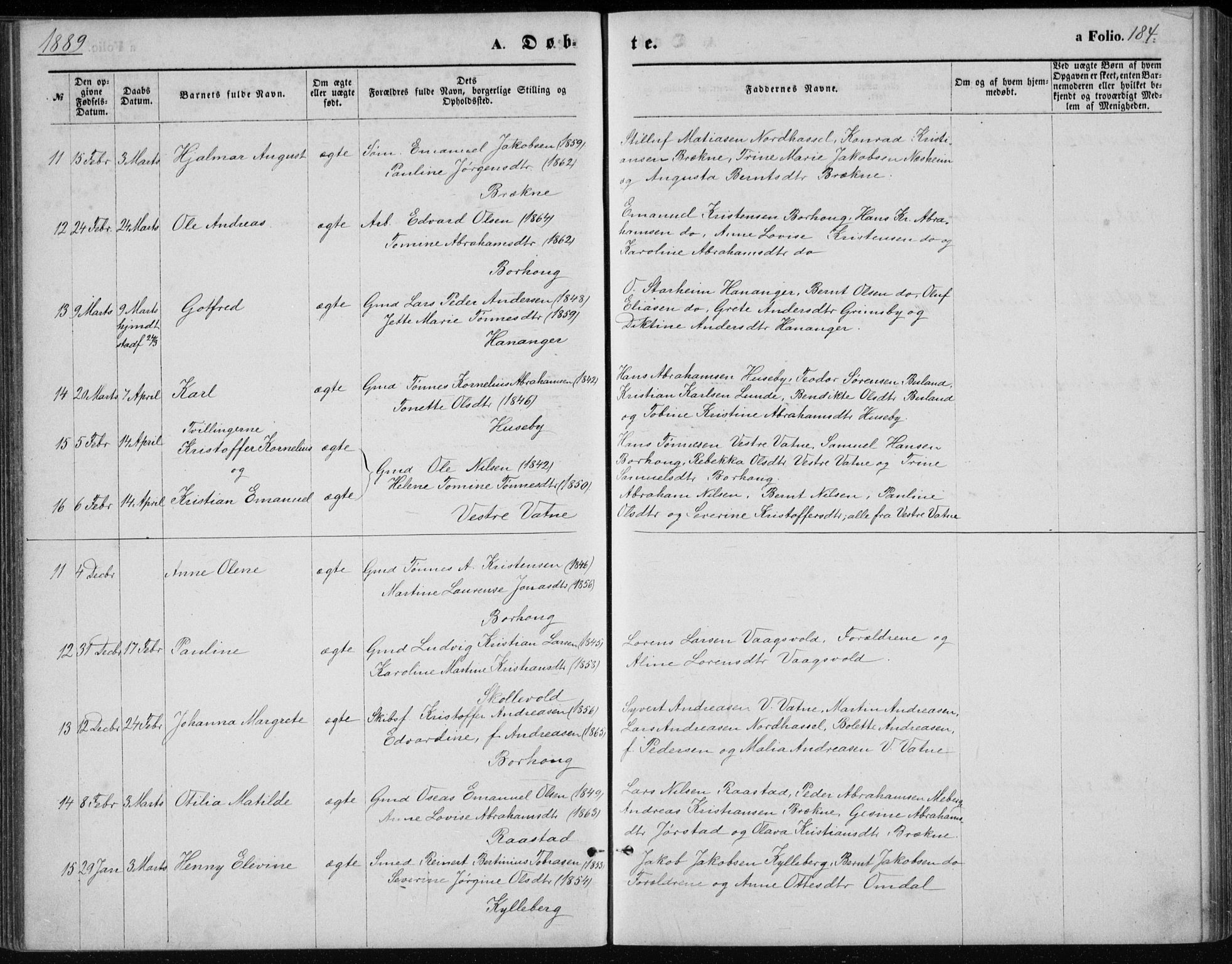 Lista sokneprestkontor, AV/SAK-1111-0027/F/Fb/L0004: Parish register (copy) no. B 4, 1877-1891, p. 184