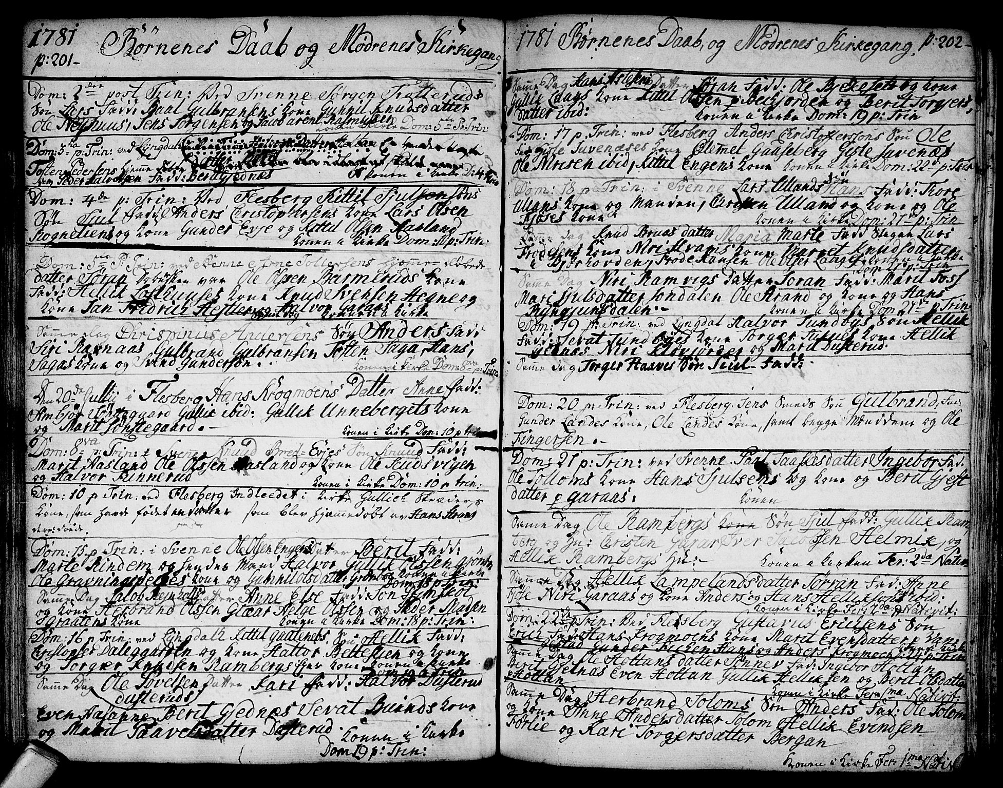 Flesberg kirkebøker, SAKO/A-18/F/Fa/L0003: Parish register (official) no. I 3, 1748-1790, p. 201-202