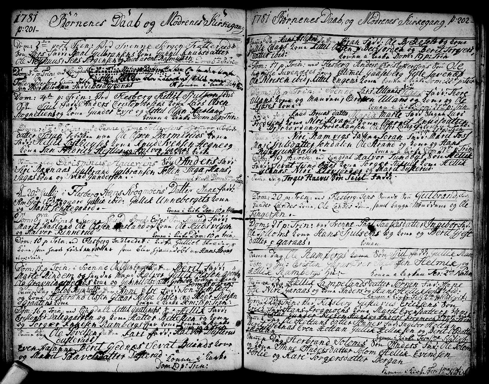 Flesberg kirkebøker, AV/SAKO-A-18/F/Fa/L0003: Parish register (official) no. I 3, 1748-1790, p. 201-202