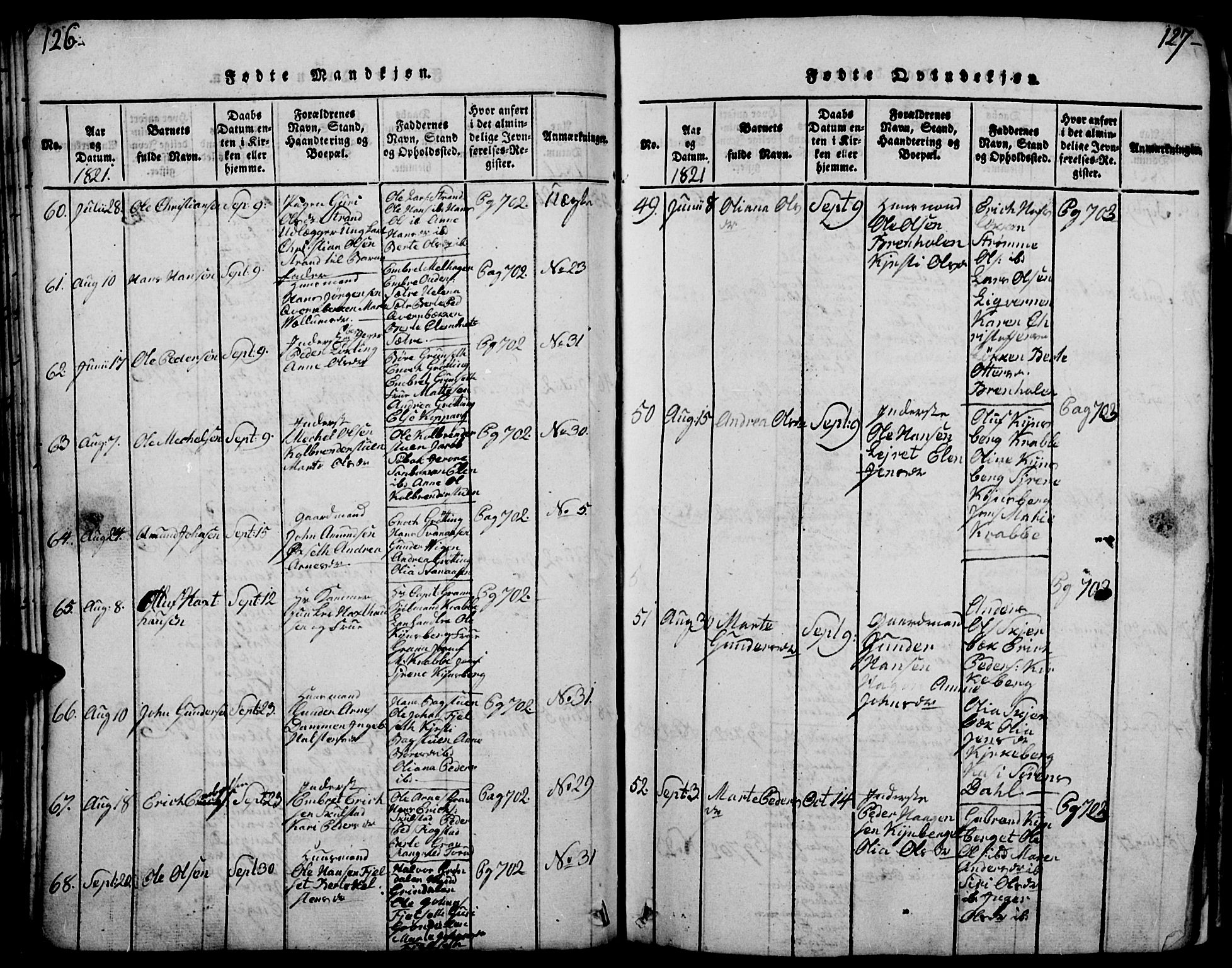 Elverum prestekontor, AV/SAH-PREST-044/H/Ha/Haa/L0007: Parish register (official) no. 7, 1815-1830, p. 126-127