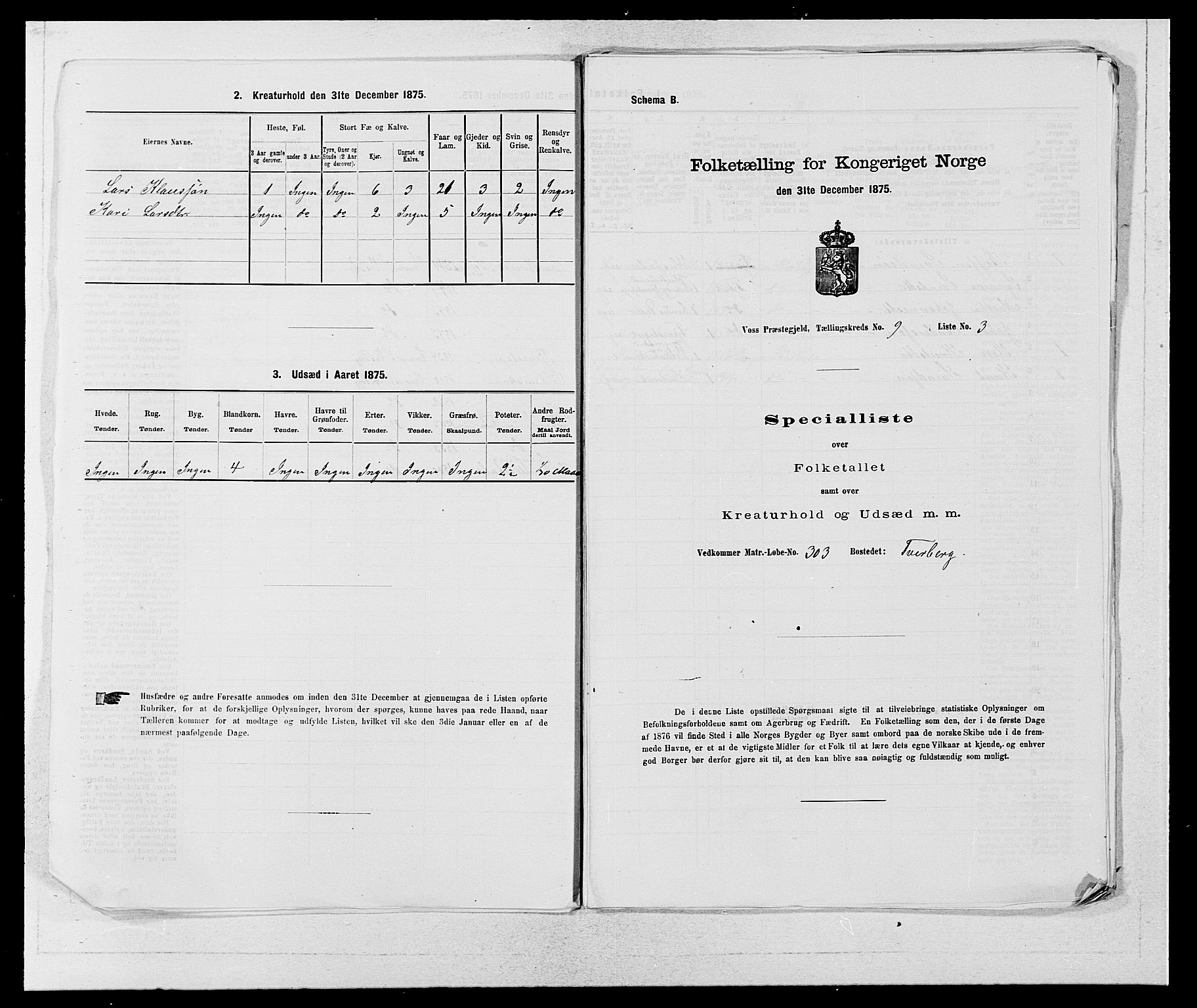 SAB, 1875 census for 1235P Voss, 1875, p. 1051