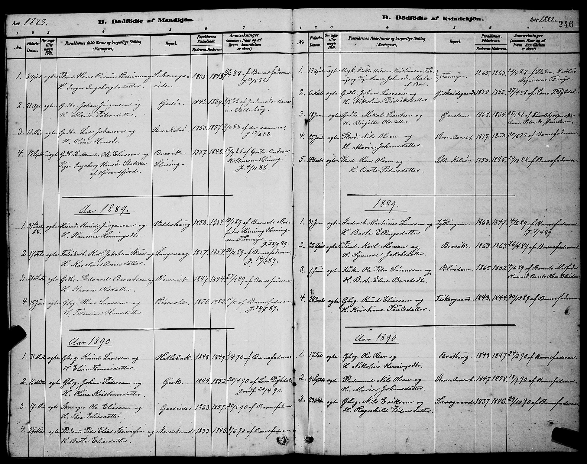 Ministerialprotokoller, klokkerbøker og fødselsregistre - Møre og Romsdal, AV/SAT-A-1454/528/L0431: Parish register (copy) no. 528C12, 1885-1898, p. 246