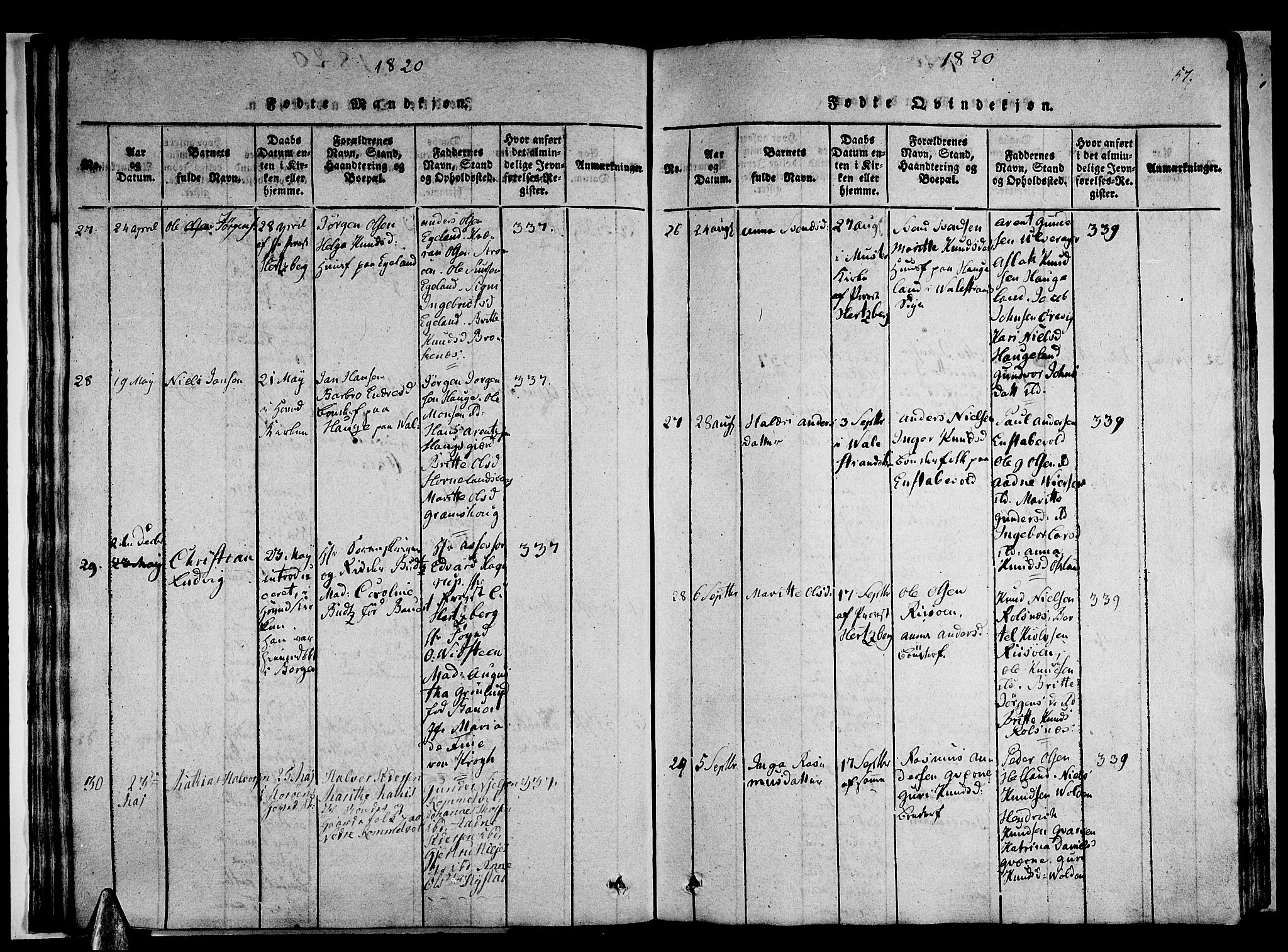 Stord sokneprestembete, AV/SAB-A-78201/H/Haa: Parish register (official) no. A 5, 1816-1825, p. 57