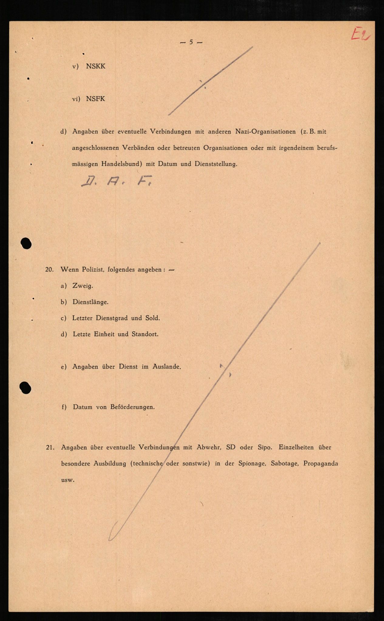 Forsvaret, Forsvarets overkommando II, RA/RAFA-3915/D/Db/L0007: CI Questionaires. Tyske okkupasjonsstyrker i Norge. Tyskere., 1945-1946, p. 243