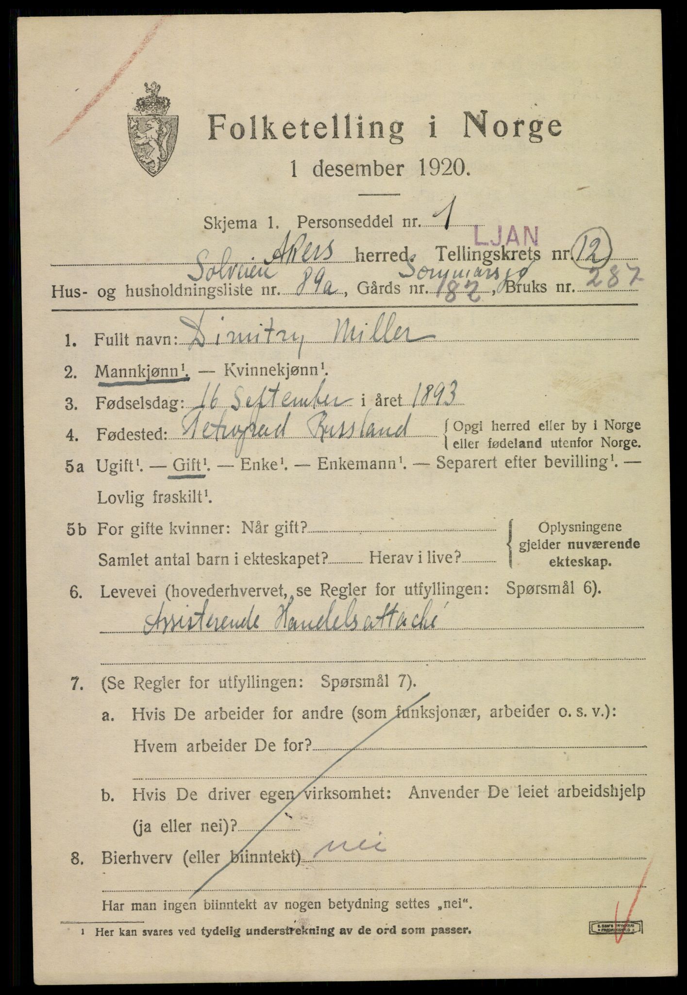 SAO, 1920 census for Aker, 1920, p. 75286