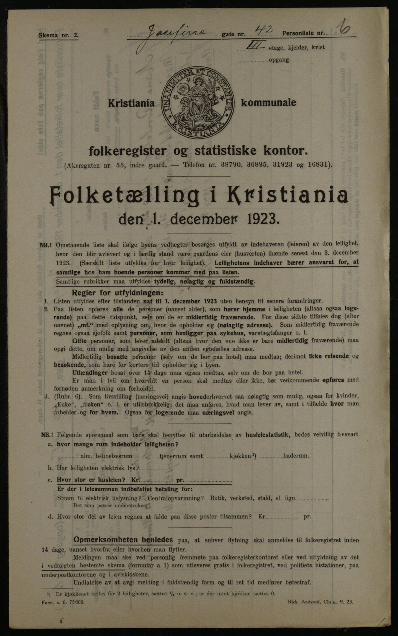 OBA, Municipal Census 1923 for Kristiania, 1923, p. 53472