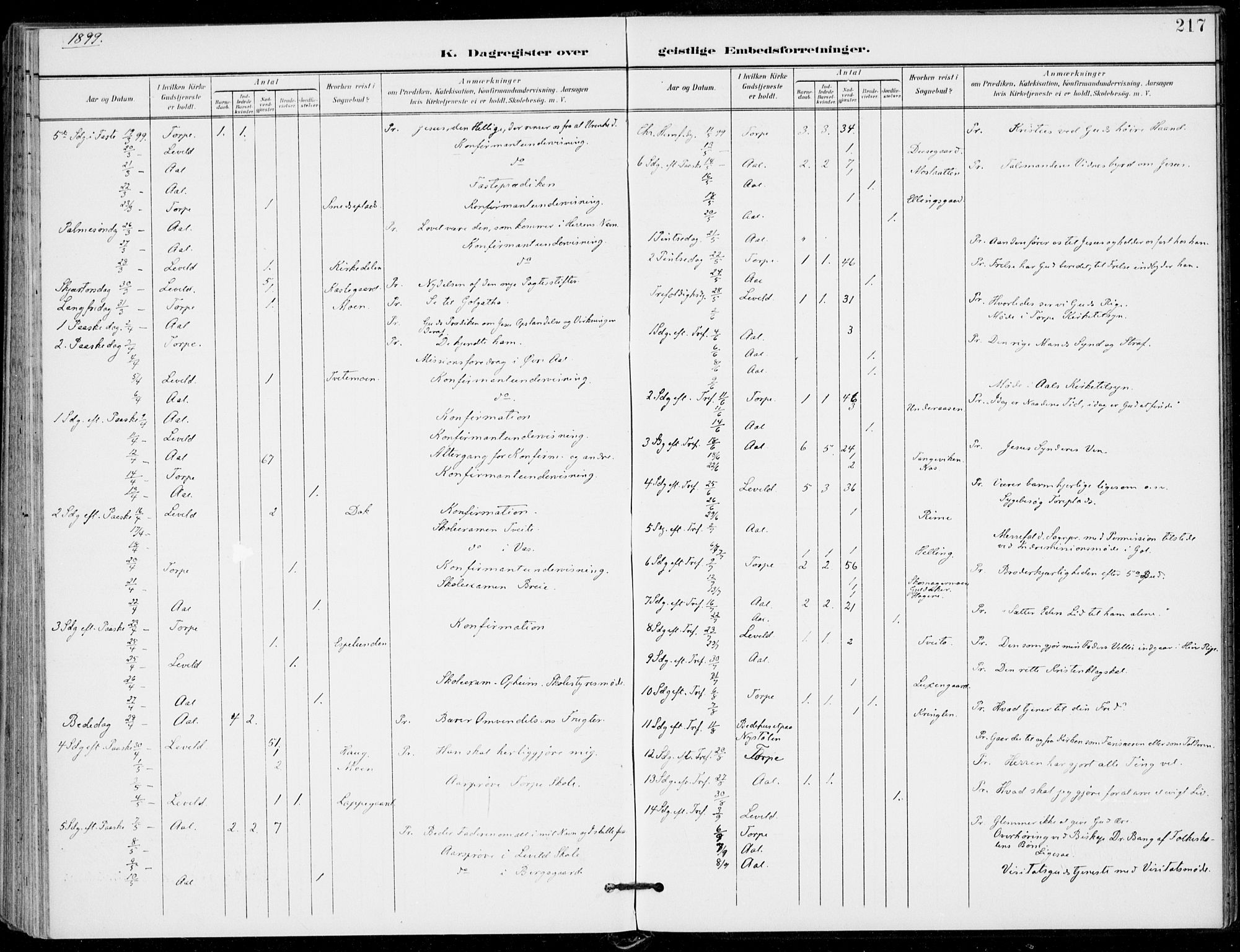 Ål kirkebøker, SAKO/A-249/F/Fa/L0009: Parish register (official) no. I 9, 1897-1915, p. 217