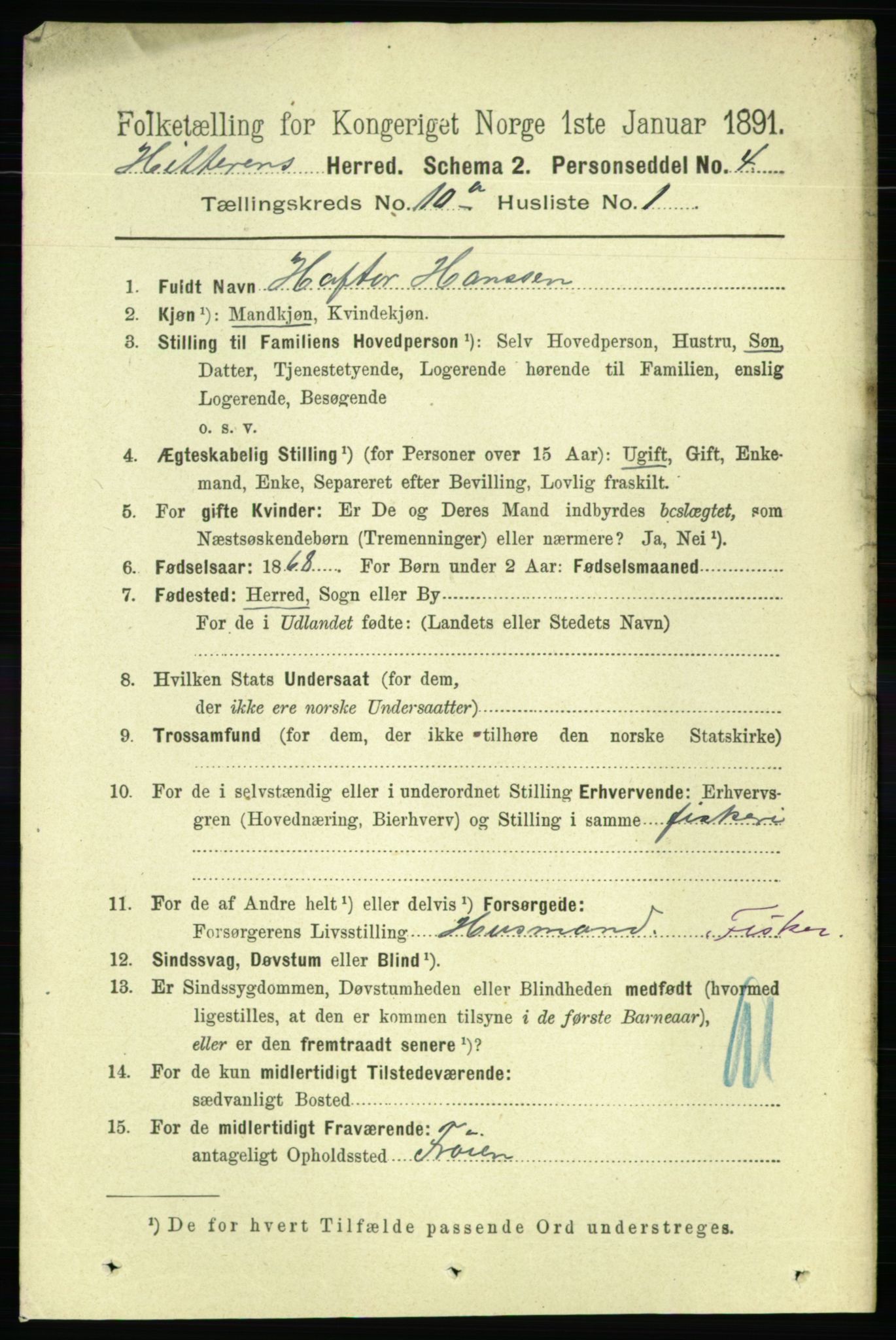 RA, 1891 census for 1617 Hitra, 1891, p. 2228