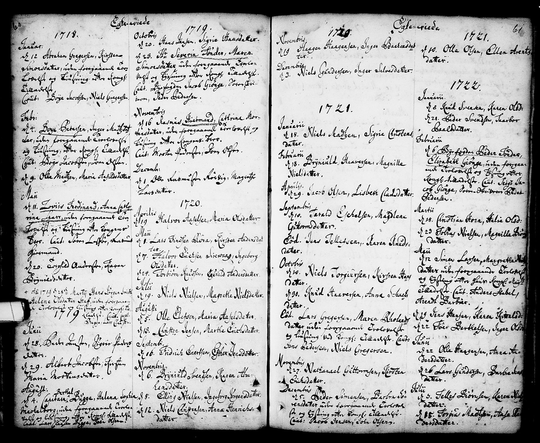 Kragerø kirkebøker, SAKO/A-278/F/Fa/L0001: Parish register (official) no. 1, 1702-1766, p. 60-61