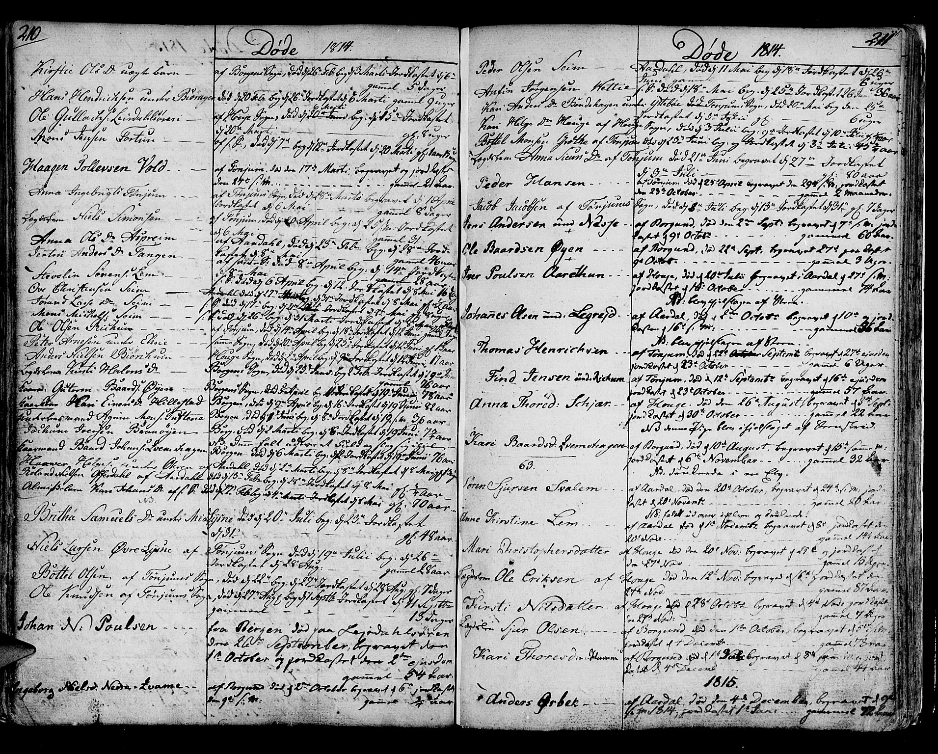 Lærdal sokneprestembete, SAB/A-81201: Parish register (official) no. A 4, 1805-1821, p. 210-211