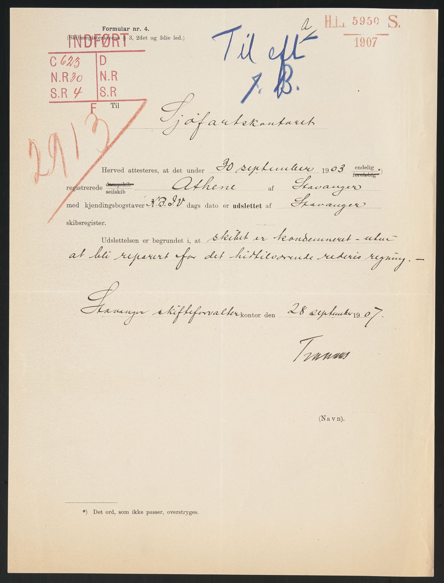 Sjøfartsdirektoratet med forløpere, skipsmapper slettede skip, RA/S-4998/F/Fa/L0074: --, 1862-1922, p. 276