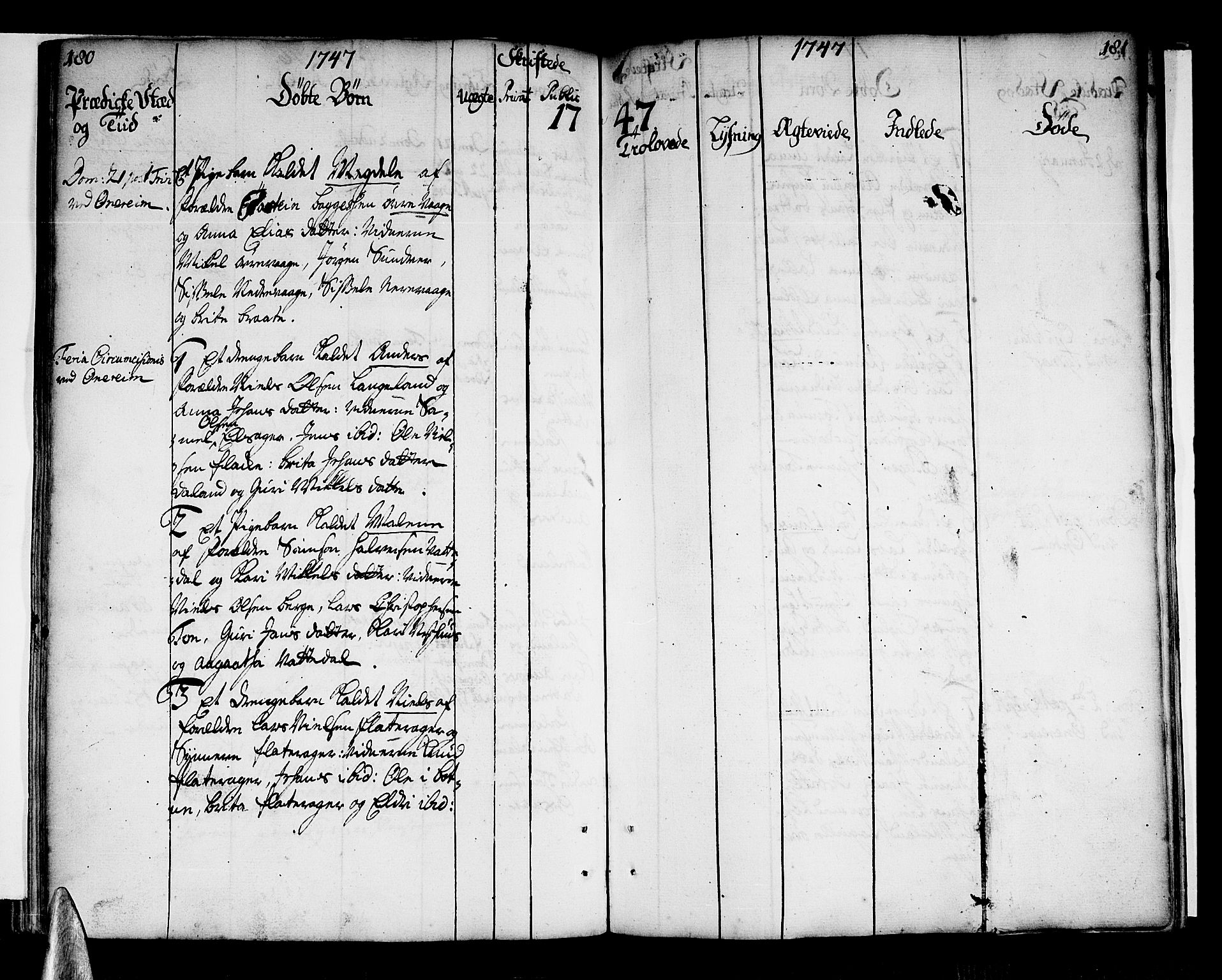 Tysnes sokneprestembete, SAB/A-78601/H/Haa: Parish register (official) no. A 3, 1740-1749, p. 180-181