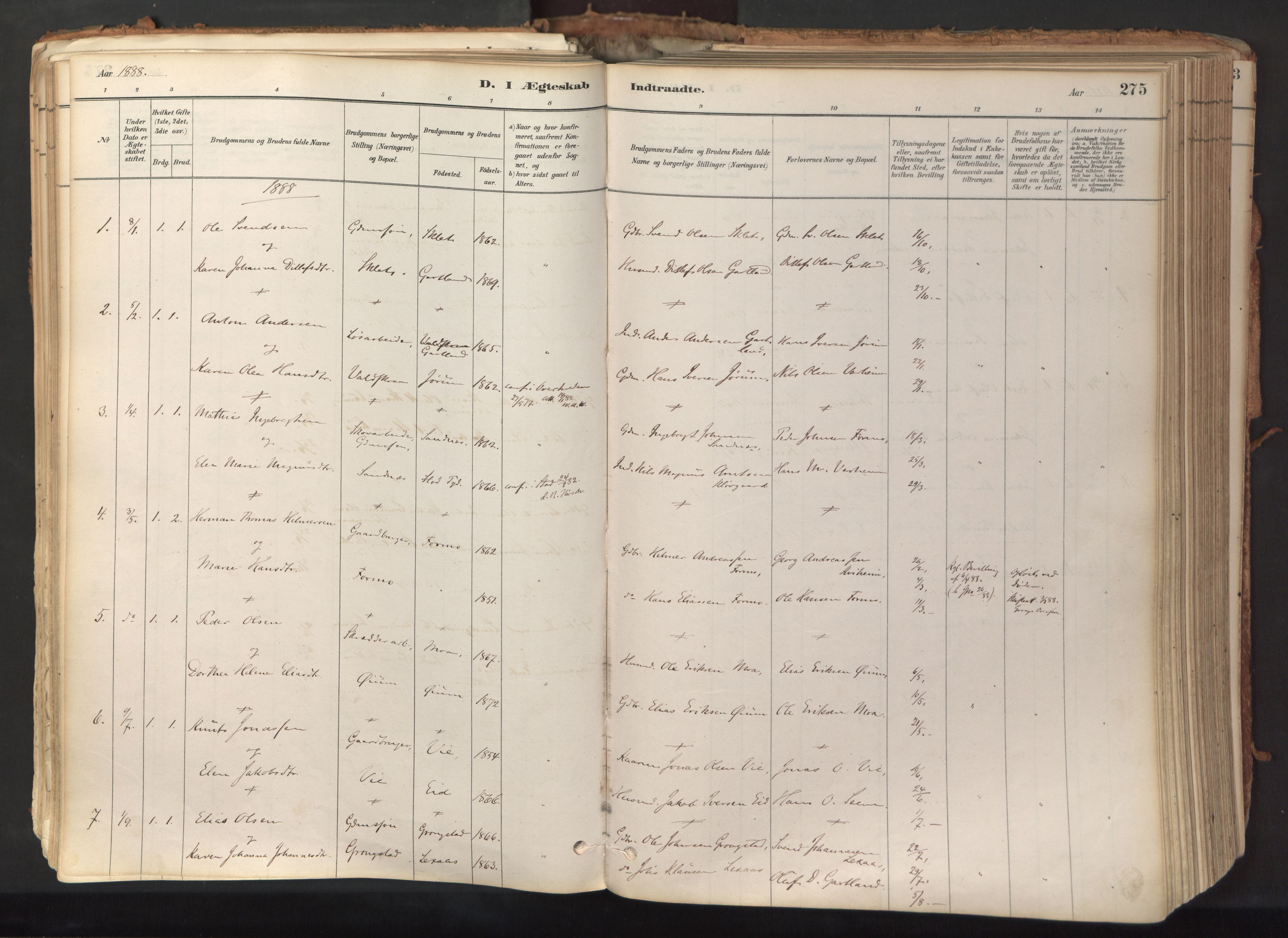 Ministerialprotokoller, klokkerbøker og fødselsregistre - Nord-Trøndelag, SAT/A-1458/758/L0519: Parish register (official) no. 758A04, 1880-1926, p. 275