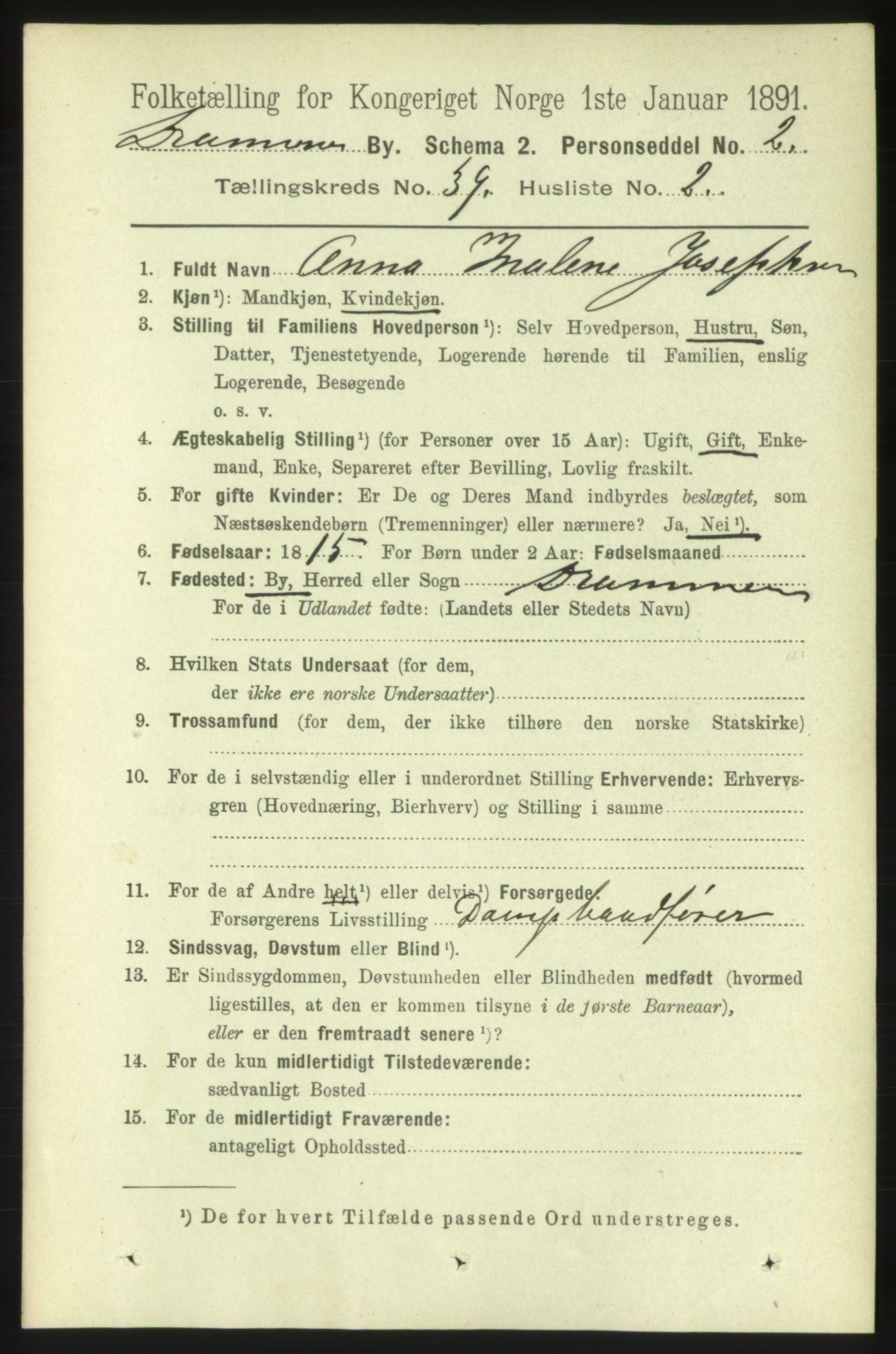 RA, 1891 census for 0602 Drammen, 1891, p. 23306