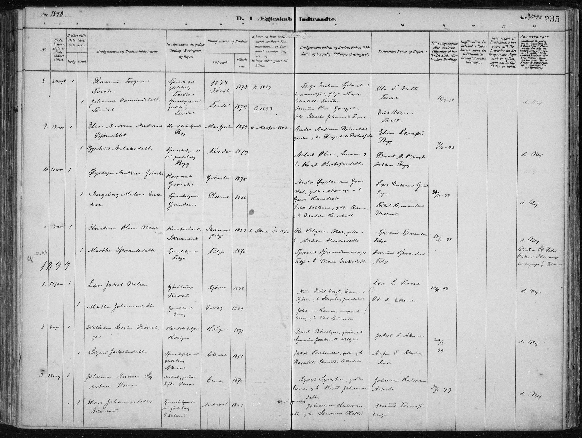 Etne sokneprestembete, AV/SAB-A-75001/H/Haa: Parish register (official) no. B  1, 1879-1919, p. 235