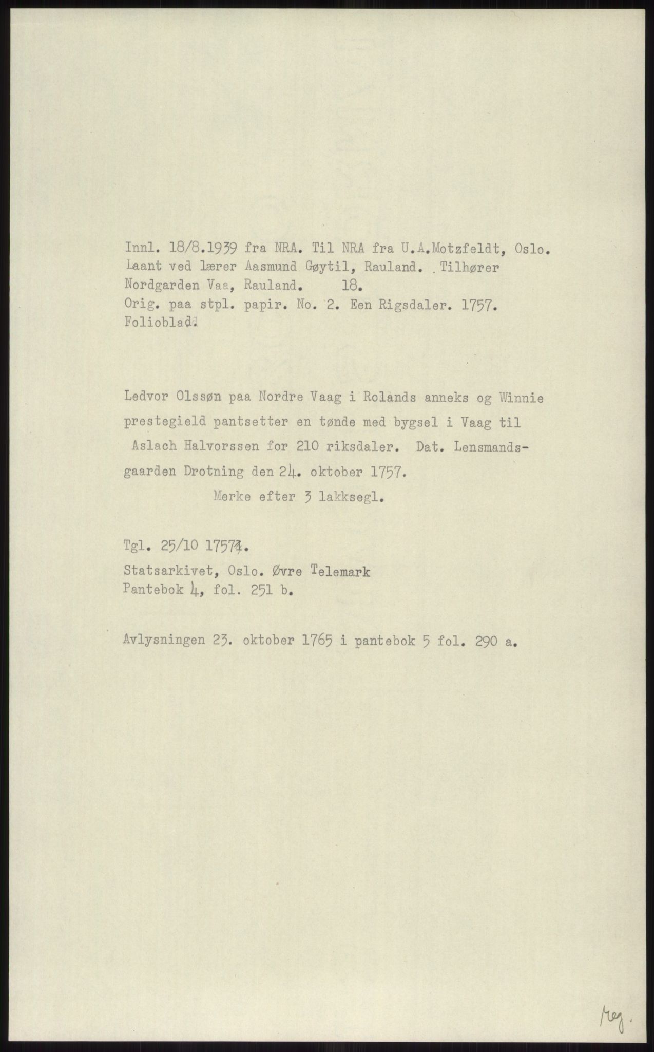 Samlinger til kildeutgivelse, Diplomavskriftsamlingen, RA/EA-4053/H/Ha, p. 3888